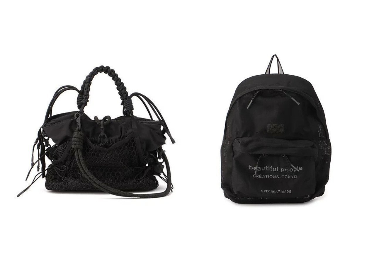 【beautiful people/ビューティフル ピープル】のover engineering hanging tote bag&nothing to hideback pack おすすめ人気トレンドファッション通販アイテム インテリア・キッズ・メンズ・レディースファッション・服の通販 founy(ファニー) 　ファッション　Fashion　レディースファッション　Fashion for Women　バッグ　Bags　2025年　2025　2025-2026秋冬・A/W　Autumn/Winter 2025–26 AW25–26　ショルダー　Shoulder, Shoulder Strap　ハンド　Hand, Handmade　ポケット　Pocket, Pocket Detail　メッシュ　Mesh, Net Fabric　ラップ　Wrap, Wrap Design　ブラック系　Black　ホワイト系　White　|ID:crp329100000221988