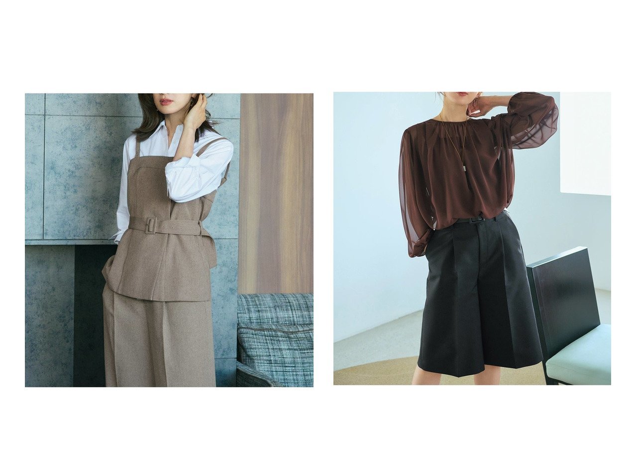 【DoCLASSE/ドゥクラッセ】のシアージョーゼット・ギャザーブラウス&グラシエツイル・シャツドッキングビスチェ おすすめ人気トレンドファッション通販アイテム インテリア・キッズ・メンズ・レディースファッション・服の通販 founy(ファニー) 　ファッション　Fashion　レディースファッション　Fashion for Women　トップス・カットソー　Cut & Sew Tops　シャツ・ブラウス・オフィスカジュアル　Elegant Blouses & Button-Ups　ビスチェ　Bustiers & Corset Tops / Layered Bustier Style　秋　Autumn　キャミソール　Camisole, Spaghetti Strap Top　今季　This Season, Current Season　シアー　Sheer, See-Through　セットアップ　Set-Up, Coordinated Outfit　トレンド　Trend, Trending Now　ドッキング　Docking, Mixed Material　ビスチェ　Bustier, Corset Top　ラップ　Wrap, Wrap Design　A/W・秋冬　Autumn/Winter　新作・新入荷　New Arrivals / New In　おすすめ　Recommended / Our Picks　ギャザー　Gathered, Ruffled　スリーブ　Sleeve, Long Sleeve / Short Sleeve　ベスト　Vest, Waistcoat　グレー系　Gray　ベージュ系　Beige　ブラウン系　Brown　ホワイト系　White　ブラック系　Black　|ID:crp329100000221997