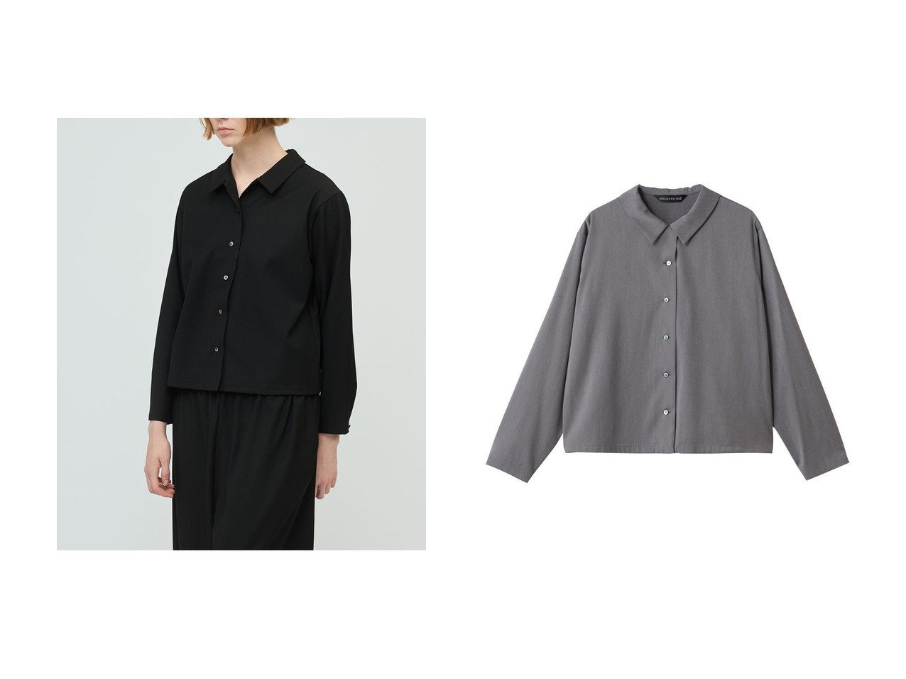 【mizuiro ind/ミズイロ インド】のR basic shirt シャツ おすすめ人気トレンドファッション通販アイテム インテリア・キッズ・メンズ・レディースファッション・服の通販 founy(ファニー) 　ファッション　Fashion　レディースファッション　Fashion for Women　トップス・カットソー　Cut & Sew Tops　シャツ・ブラウス・オフィスカジュアル　Elegant Blouses & Button-Ups　2025年　2025　2025-2026秋冬・A/W　Autumn/Winter 2025–26 AW25–26　コンパクト　Compact, Small Size　シンプル　Simple, Minimal　ストレッチ　Stretch, Stretchy Fabric　スリーブ　Sleeve, Long Sleeve / Short Sleeve　ベーシック　Basic, Essential　ロング　Long, Long-Length　エレガント 上品　Elegant　A/W・秋冬　Autumn/Winter　ブルー系　Blue　グレー系　Gray　ブラック系　Black　|ID:crp329100000222056
