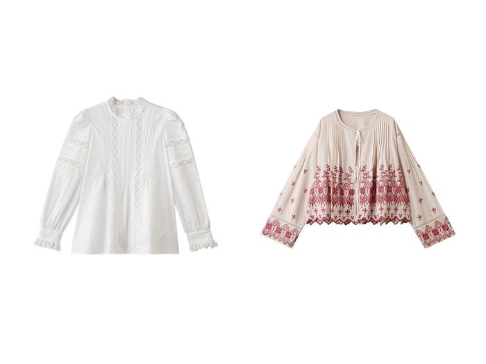 【Bilitis dix-sept ans/ビリティス ディセッタン】のレースハイネックブラウス&【NE QUITTEZ PAS/ヌキテパ】のCRIMP COTTON ANGLAISE エンブロイダリー トップ おすすめ人気トレンドファッション通販アイテム 人気、トレンドファッション・服の通販 founy(ファニー) ファッション Fashion レディースファッション Fashion for Women トップス・カットソー Cut & Sew Tops シャツ・ブラウス・オフィスカジュアル Elegant Blouses & Button-Ups 2025年 2025 2025-2026秋冬・A/W Autumn/Winter 2025–26 AW25–26 スラックス Slacks, Dress Pants スリーブ Sleeve, Long Sleeve / Short Sleeve デニム Denim, Jeans Material ハイネック High Neck, Mock Neck フェミニン Feminine, Girly フレア Flare, Flared レース Lace, Lace Fabric ロング Long, Long-Length A/W・秋冬 Autumn/Winter |ID:crp329100000222089