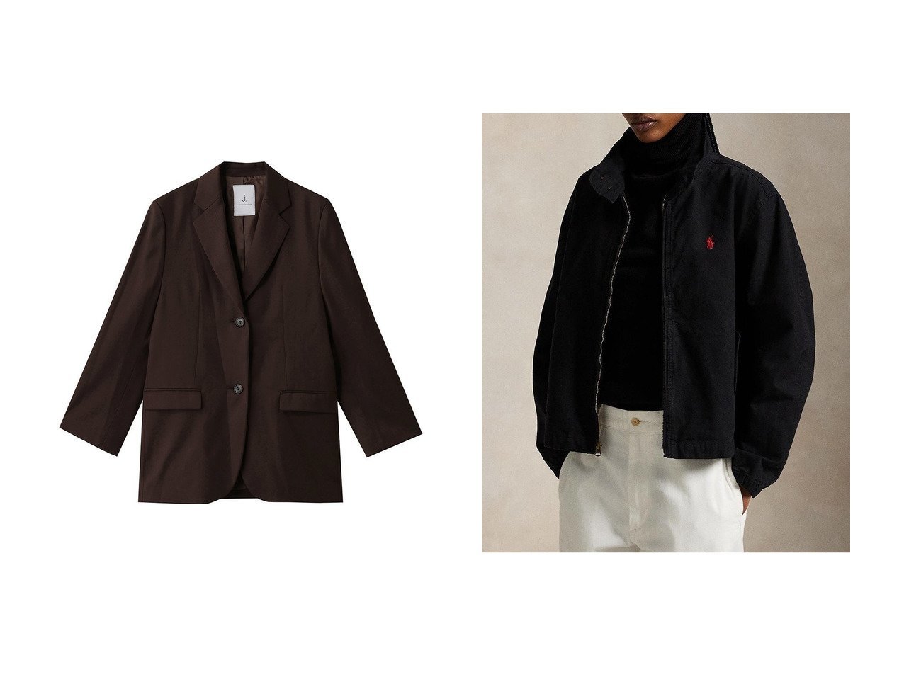 【j./ジェイドット】のヴァージンウール混オーバーサイズジャケット&【RALPH LAUREN/ラルフローレン】の【POLO RALPH LAUREN】コットン キャンバス ジャケット おすすめ人気トレンドファッション通販アイテム インテリア・キッズ・メンズ・レディースファッション・服の通販 founy(ファニー) 　ファッション　Fashion　レディースファッション　Fashion for Women　アウター　Coat / Outerwear Collection　レディースジャケット・軽アウター　Jackets　ブルゾンジャケット・スポーティアウター　Blouson Jackets　2025年　2025　2025-2026秋冬・A/W　Autumn/Winter 2025–26 AW25–26　おすすめ　Recommended / Our Picks　クラシカル　Classical, Vintage-Inspired　ジャケット　Jacket, Outerwear　A/W・秋冬　Autumn/Winter　ブルー系　Blue　ブラック系　Black　|ID:crp329100000222091
