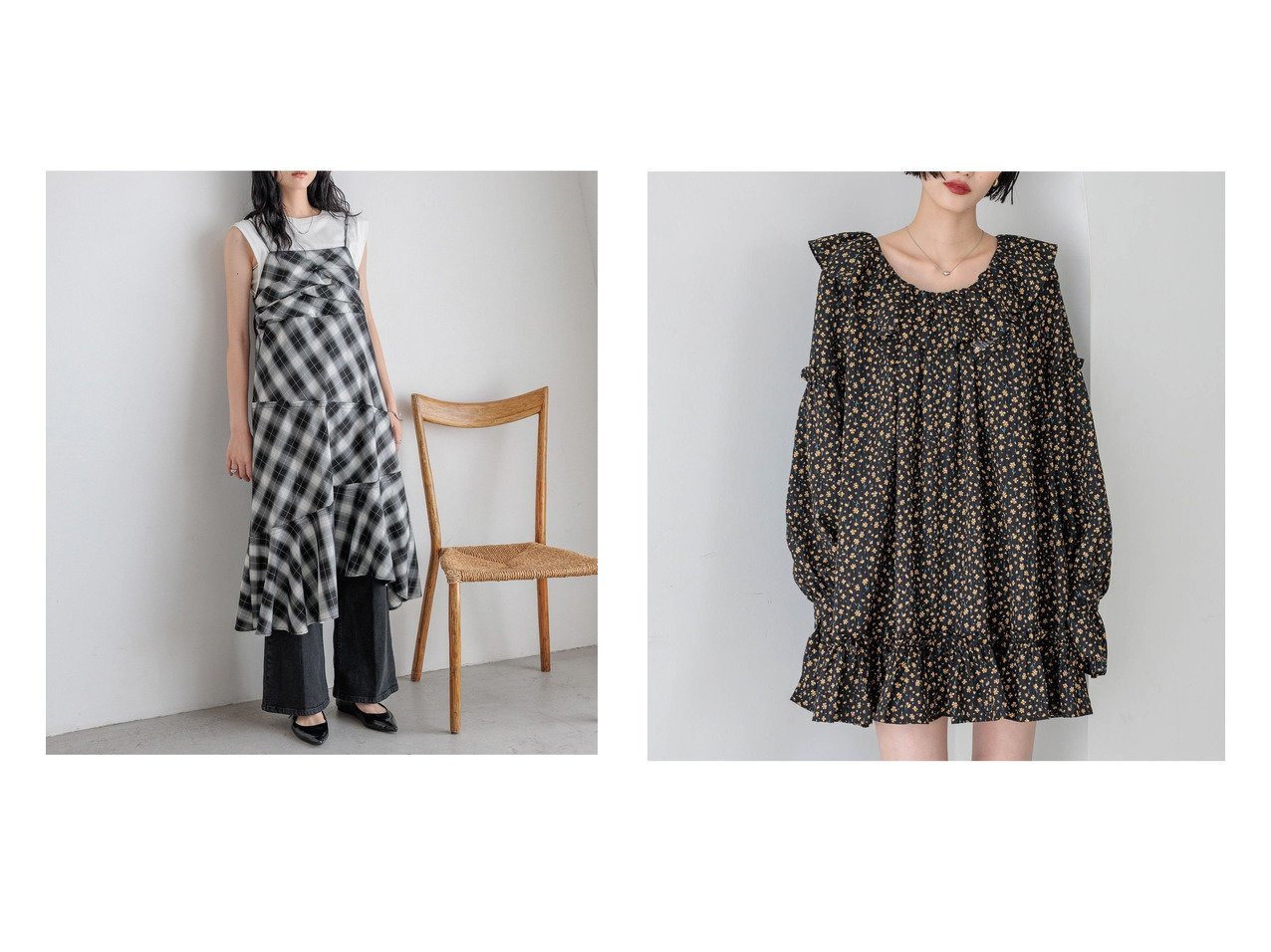 【LOWRYS FARM/ローリーズファーム】のアソートフリルチュニックブラウス&イレヘムキリカエキャミワンピース おすすめ人気トレンドファッション通販アイテム インテリア・キッズ・メンズ・レディースファッション・服の通販 founy(ファニー) 　ファッション　Fashion　レディースファッション　Fashion for Women　ワンピース　Dresses　キャミソールワンピース　Camisole Dresses　トップス・カットソー　Cut & Sew Tops　シャツ・ブラウス・オフィスカジュアル　Elegant Blouses & Button-Ups　おすすめ　Recommended / Our Picks　インナー　Innerwear　キャミワンピース　Cami Dress, Slip Dress　ジャケット　Jacket, Outerwear　チェック　Check, Plaid, Tartan　トレンド　Trend, Trending Now　ドレープ　Drape, Draping Fabric　バイアス　Bias, Diagonal Cut　フレア　Flare, Flared　ランダム　Random, Irregular　エレガント 上品　Elegant　ギャザー　Gathered, Ruffled　チュニック　Tunic, Long Top　フリル　Frill, Ruffle　ボトム　Bottoms, Lower Wear　ワイド　Wide, Wide Fit　グレー系　Gray　ブラウン系　Brown　|ID:crp329100000222150