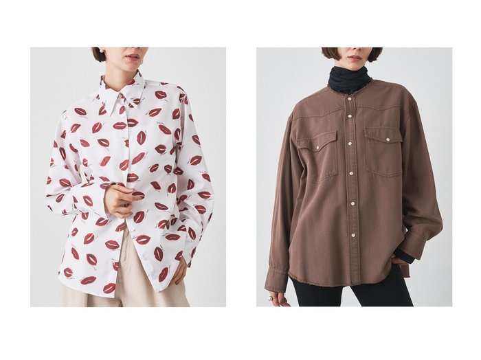 【Whim Gazette/ウィムガゼット】のリップシャツ&セイヒンゾメヨーク切替シャツ おすすめ人気トレンドファッション通販アイテム 人気、トレンドファッション・服の通販 founy(ファニー) ファッション Fashion レディースファッション Fashion for Women トップス・カットソー Cut & Sew Tops シャツ・ブラウス・オフィスカジュアル Elegant Blouses & Button-Ups 2025年 2025 2025-2026秋冬・A/W Autumn/Winter 2025–26 AW25–26 おすすめ Recommended / Our Picks シルク Silk, 100% Silk ジャケット Jacket, Outerwear スウェット / スエット Sweatshirt, Sweatwear スマート Smart, Elegant スリーブ Sleeve, Long Sleeve / Short Sleeve プリント Print, Printed Pattern ベーシック Basic, Essential リップ Lip, Lip Motif ロング Long, Long-Length A/W・秋冬 Autumn/Winter |ID:crp329100000222173