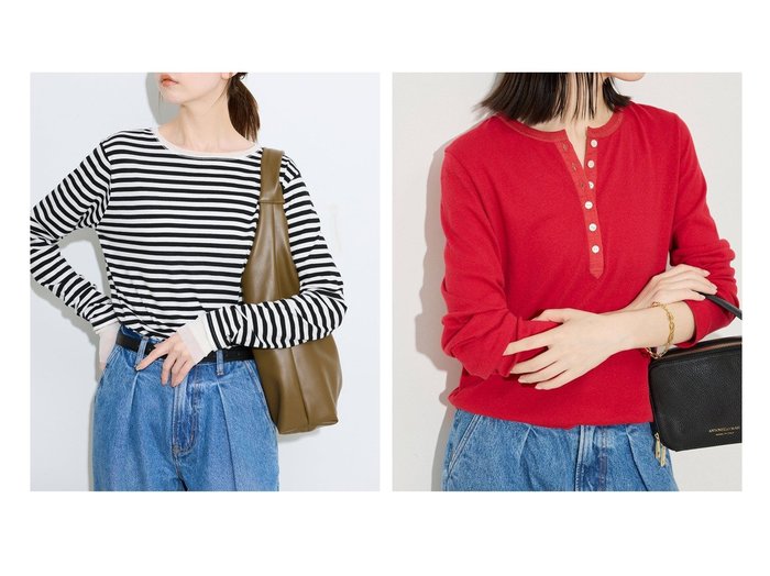 【SLOBE IENA/スローブ イエナ】の《 》レイヤードスリーブロンTEE&スラブリブヘンリーネックロンTEE おすすめ人気トレンドファッション通販アイテム 人気、トレンドファッション・服の通販 founy(ファニー) ファッション Fashion レディースファッション Fashion for Women トップス・カットソー Cut & Sew Tops ロングTシャツ・Tシャツ Longline T-Shirts & Tees 2025年 2025 2025-2026秋冬・A/W Autumn/Winter 2025–26 AW25–26 インナー Innerwear カットソー Cut and Sewn Top シンプル Simple, Minimal ジャケット Jacket, Outerwear ベスト Vest, Waistcoat A/W・秋冬 Autumn/Winter |ID:crp329100000222205