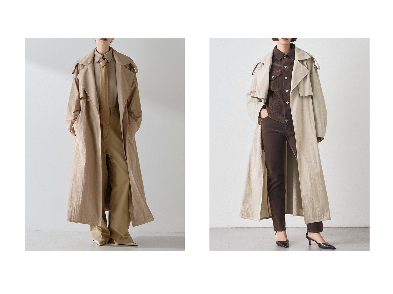 【Whim Gazette/ウィムガゼット】のロングトレンチコート おすすめ人気トレンドファッション通販アイテム インテリア・キッズ・メンズ・レディースファッション・服の通販 founy(ファニー) 　ファッション　Fashion　レディースファッション　Fashion for Women　アウター　Coat / Outerwear Collection　コート・ロングコート・ピーコート　Long Coats, Peacoats & More　トレンチコート / 春秋の定番アウター　Trench Coats　2025年　2025　2025-2026秋冬・A/W　Autumn/Winter 2025–26 AW25–26　インナー　Innerwear　シンプル　Simple, Minimal　タイプライター　Typewriter Fabric, Crisp Cotton　ロング　Long, Long-Length　エレガント 上品　Elegant　A/W・秋冬　Autumn/Winter　ベージュ系　Beige　|ID:crp329100000222221