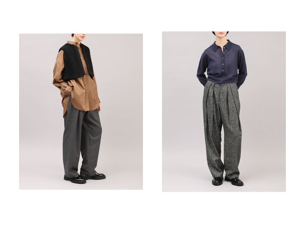 【SACRA/サクラ】のウーステッドサージパンツ&プレミアムヘリンボーンツイードパンツ おすすめ人気トレンドファッション通販アイテム インテリア・キッズ・メンズ・レディースファッション・服の通販 founy(ファニー) 　ファッション　Fashion　レディースファッション　Fashion for Women　パンツ　Pants & Trousers　2025年　2025　2025-2026秋冬・A/W　Autumn/Winter 2025–26 AW25–26　テーパード　Tapered, Tapered Pants　マニッシュ　Mannish, Boyish　メランジ　Melange, Mixed Yarn　ワイド　Wide, Wide Fit　エレガント 上品　Elegant　A/W・秋冬　Autumn/Winter　ブラック系　Black　|ID:crp329100000222260