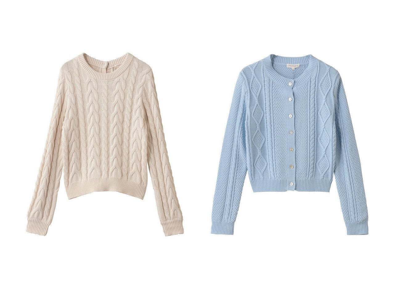 【DEMYLEE/デミーリー】のCOLETTE ソフトコットン ケーブルニットカーディガン&HILDA ソフトコットン 2WAYケーブルニット おすすめ人気トレンドファッション通販アイテム インテリア・キッズ・メンズ・レディースファッション・服の通販 founy(ファニー) 　ファッション　Fashion　レディースファッション　Fashion for Women　トップス・カットソー　Cut & Sew Tops　ニット　Knit Tops & Sweaters　カジュアルプルオーバー・ニットトップス　Pullovers & Knit Tops / Casual Pullovers　カーディガン・羽織り　Layered Style Cardigans　2025年　2025　2025-2026秋冬・A/W　Autumn/Winter 2025–26 AW25–26　カーディガン　Cardigan, Knitwear　A/W・秋冬　Autumn/Winter　ホワイト系　White　ブルー系　Blue　|ID:crp329100000222270