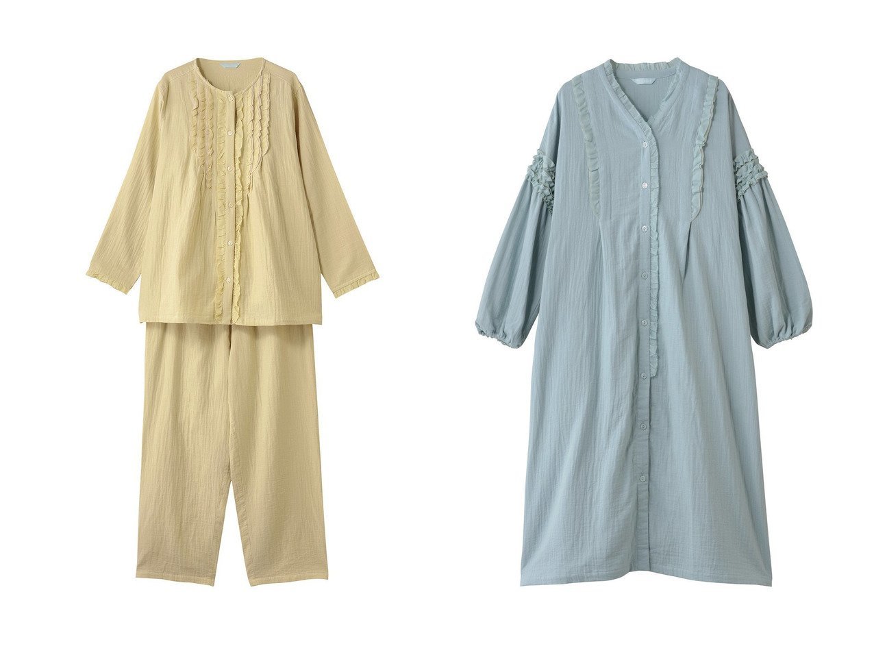 【KID BLUE/キッドブルー】の25オータムWガーゼナイティ&25オータムWガーゼパジャマ おすすめ人気トレンドファッション通販アイテム インテリア・キッズ・メンズ・レディースファッション・服の通販 founy(ファニー) 　ファッション　Fashion　レディースファッション　Fashion for Women　2025年　2025　2025-2026秋冬・A/W　Autumn/Winter 2025–26 AW25–26　オータム　Autumn Fashion　ダブル　Double, Double-Breasted　パジャマ　Pajamas, Sleepwear　フリル　Frill, Ruffle　ボックス　Boxy, Box Shape　リラックス　Relax, Relaxed Fit　A/W・秋冬　Autumn/Winter　ベージュ系　Beige　イエロー系　Yellow　|ID:crp329100000222286