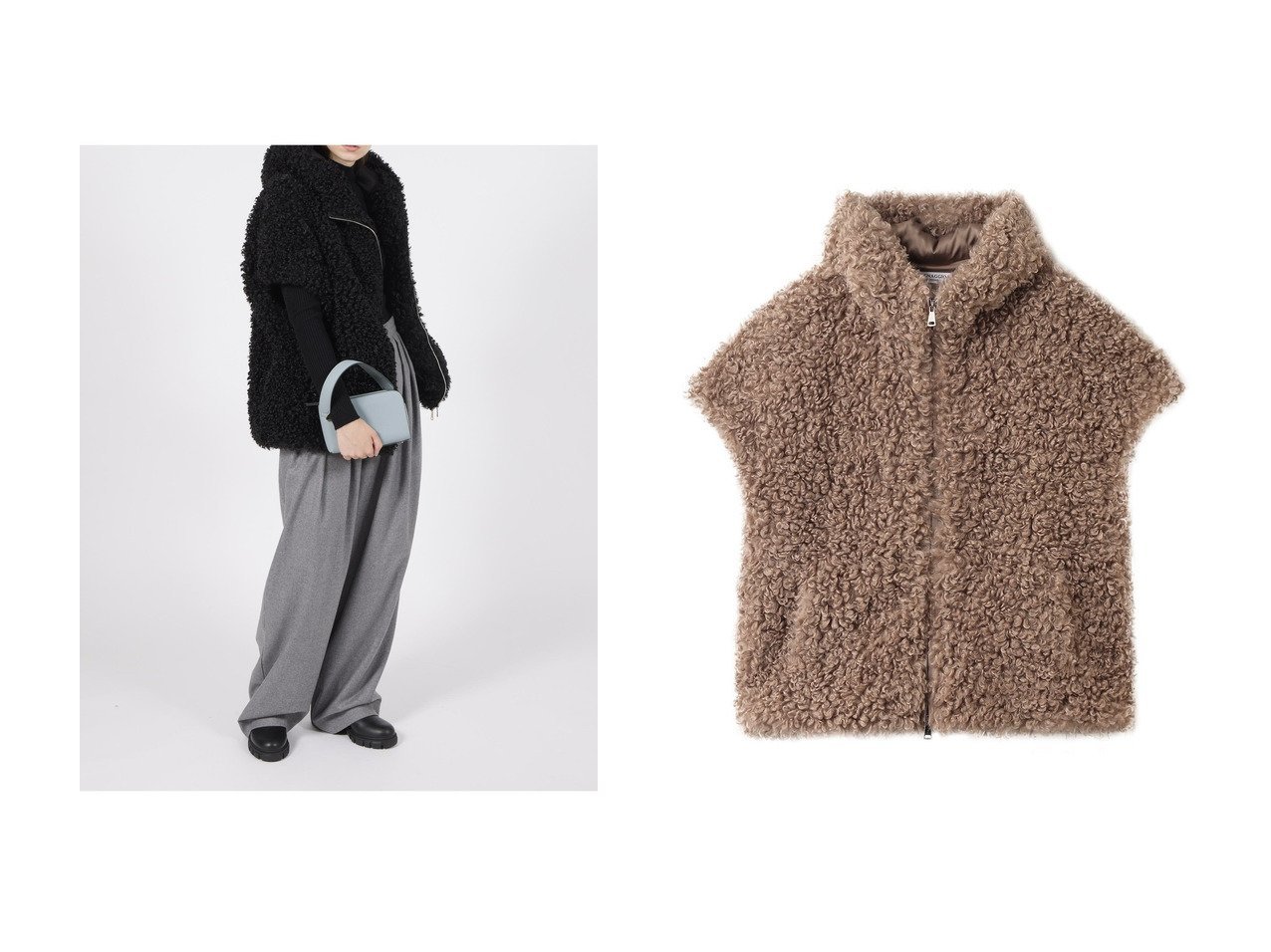 【LIGNAGGIO/リナージオ】の【ELLE SHOP限定】巻き毛フェイク フレンチスリーブ フードジレ おすすめ人気トレンドファッション通販アイテム インテリア・キッズ・メンズ・レディースファッション・服の通販 founy(ファニー) 　ファッション　Fashion　レディースファッション　Fashion for Women　アウター　Coat / Outerwear Collection　レディースジャケット・軽アウター　Jackets　ジャケット　Jacket, Outerwear　スリーブ　Sleeve, Long Sleeve / Short Sleeve　ダウン　Down, Puffer　デニム　Denim, Jeans Material　フェイク　Faux, Fake　フェイクファー　Faux Fur, Imitation Fur　フレンチ　French, French Style　ベスト　Vest, Waistcoat　リュクス　Luxury, Elegant, High-End, Chic　イエロー系　Yellow　ブラック系　Black　|ID:crp329100000222299