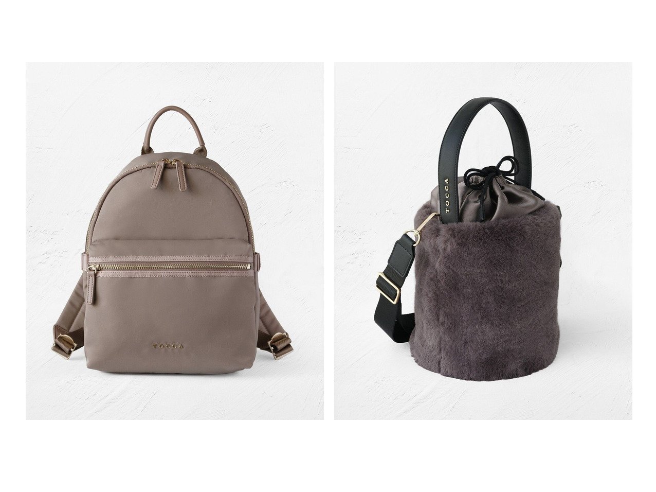 【TOCCA/トッカ】のMILKY TEA FURBAG ファーバッグ&SMALL TRAVELING BACKPACK バックパック おすすめ人気トレンドファッション通販アイテム インテリア・キッズ・メンズ・レディースファッション・服の通販 founy(ファニー) 　ファッション　Fashion　レディースファッション　Fashion for Women　バッグ　Bags　財布　Wallet, Purse　フェミニン　Feminine, Girly　フロント　Front, Front Design　ポケット　Pocket, Pocket Detail　羽織　Haori, Light Jacket　メタル　Metal, Metal Parts　リュクス　Luxury, Elegant, High-End, Chic　リュック　Backpack, Rucksack　新作・新入荷　New Arrivals / New In　旅行　Travel　エレガント 上品　Elegant　冬　Winter / This Winter　おすすめ　Recommended / Our Picks　スマホ　Smartphone, Mobile Device　デニム　Denim, Jeans Material　トレンド　Trend, Trending Now　フォルム　Silhouette, Form　巾着　Drawstring Bag, Kinchaku　A/W・秋冬　Autumn/Winter　ブラック系　Black　ベージュ系　Beige　ブルー系　Blue　グレー系　Gray　|ID:crp329100000222306