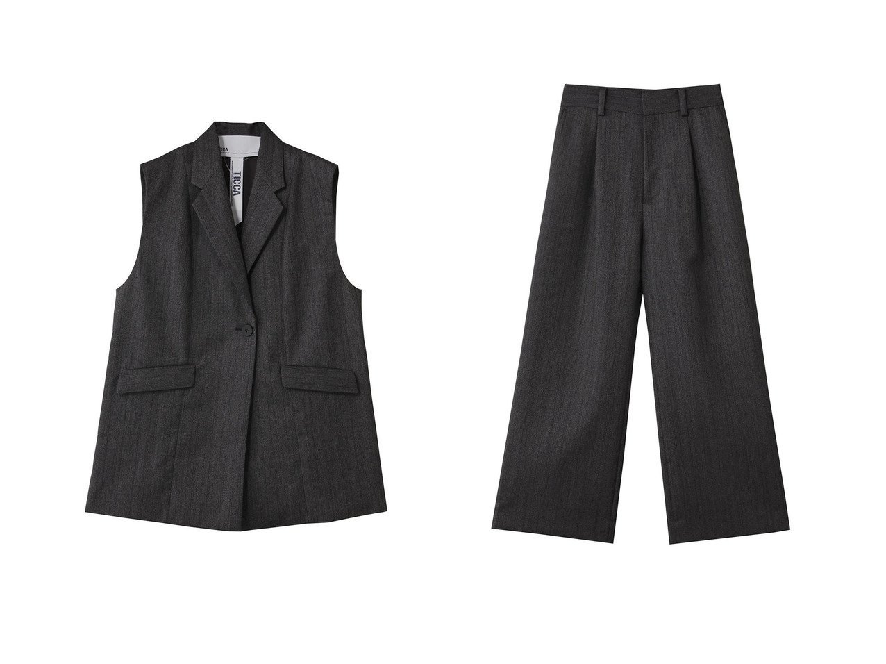 【heliopole/エリオポール】の【TICCA】WOOL HERRINGBONE ベスト&【TICCA】WOOL HERRINGBONE パンツ おすすめ人気トレンドファッション通販アイテム インテリア・キッズ・メンズ・レディースファッション・服の通販 founy(ファニー) 　ファッション　Fashion　レディースファッション　Fashion for Women　アウター　Coat / Outerwear Collection　レディースジャケット・軽アウター　Jackets　パンツ　Pants & Trousers　おすすめ　Recommended / Our Picks　ジャケット　Jacket, Outerwear　セットアップ　Set-Up, Coordinated Outfit　ベスト　Vest, Waistcoat　新作・新入荷　New Arrivals / New In　秋　Autumn　A/W・秋冬　Autumn/Winter　グレー系　Gray　|ID:crp329100000222338