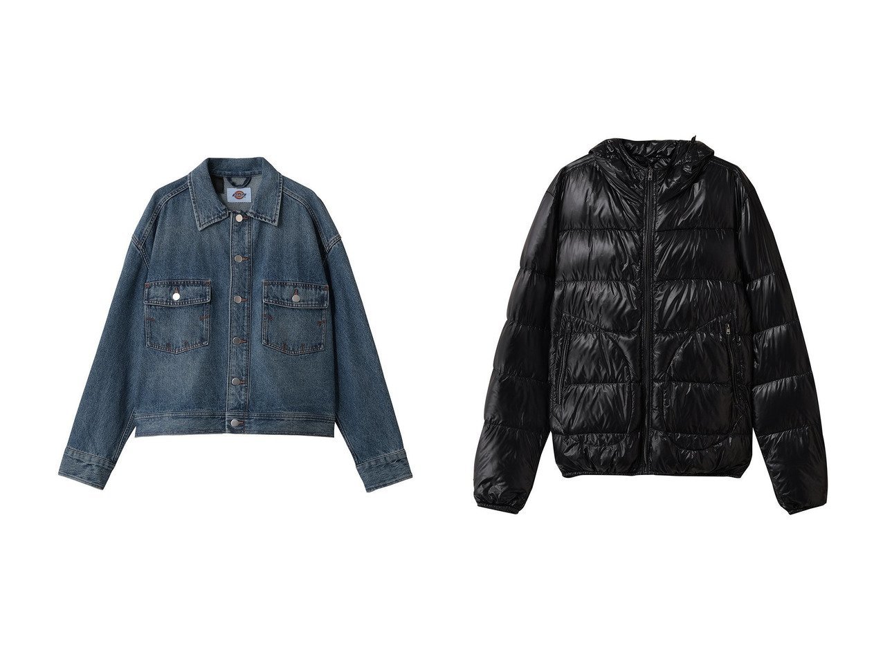 【N.HOOLYWOOD / MEN/エヌ.ハリウッド】の【MEN】【N.HOOLYWOOD COMPILE x Dickies】デニム ジャケット&【HERNO / MEN/ヘルノ】の【MEN】はっ水ナイロン ライトダウンブルゾン おすすめ人気トレンドファッション通販アイテム インテリア・キッズ・メンズ・レディースファッション・服の通販 founy(ファニー) 　ファッション　Fashion　メンズファッション　Fashion for Men　2025年　2025　2025-2026秋冬・A/W　Autumn/Winter 2025–26 AW25–26　ジャケット　Jacket, Outerwear　デニム　Denim, Jeans Material　バランス　Balance, Style Balance　ブルゾン　Blouson, Bomber Jacket　ボックス　Boxy, Box Shape　A/W・秋冬　Autumn/Winter　ブルー系　Blue　ブラック系　Black　|ID:crp329100000222371