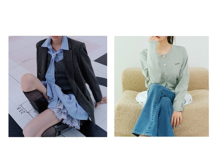 【SNIDEL/スナイデル】の【FLOWER COLLECTION】ビジューボタンニットカーディガン&シャツコンビチュニック おすすめ人気トレンドファッション通販アイテム 人気、トレンドファッション・服の通販 founy(ファニー) ファッション Fashion レディースファッション Fashion for Women トップス・カットソー Cut & Sew Tops シャツ・ブラウス・オフィスカジュアル Elegant Blouses & Button-Ups ニット Knit Tops & Sweaters カーディガン・羽織り Layered Style Cardigans ウェーブ Wavy Pattern ストライプ Stripe, Striped Pattern ストレート Straight, Straight Cut トレンド Trend, Trending Now プリーツ Pleats, Pleated 無地 Plain, Solid Color レギンス Leggings, Stretch Pants レース Lace, Lace Fabric おすすめ Recommended / Our Picks エレガント 上品 Elegant フェミニン Feminine, Girly プリント Print, Printed Pattern ベーシック Basic, Essential マーガレット Marguerite, Daisy Pattern モチーフ Motif, Design Theme |ID:crp329100000222390