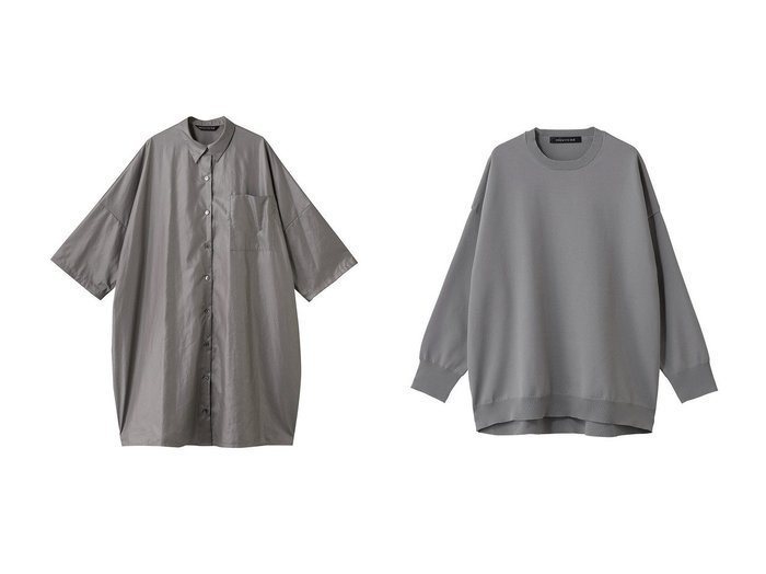 【mizuiro ind/ミズイロ インド】のglossy wide half slv shirt OP ワンピース&O プルオーバー おすすめ人気トレンドファッション通販アイテム 人気、トレンドファッション・服の通販 founy(ファニー) 　ファッション　Fashion　レディースファッション　Fashion for Women　ワンピース　Dresses　チュニック　Tunic Tops & Dresses　トップス・カットソー　Cut & Sew Tops　ニット　Knit Tops & Sweaters　カジュアルプルオーバー・ニットトップス　Pullovers & Knit Tops / Casual Pullovers　2025年　2025　2025-2026秋冬・A/W　Autumn/Winter 2025–26 AW25–26　チュニック　Tunic, Long Top　ロング　Long, Long-Length　A/W・秋冬　Autumn/Winter　|ID:crp329100000222410