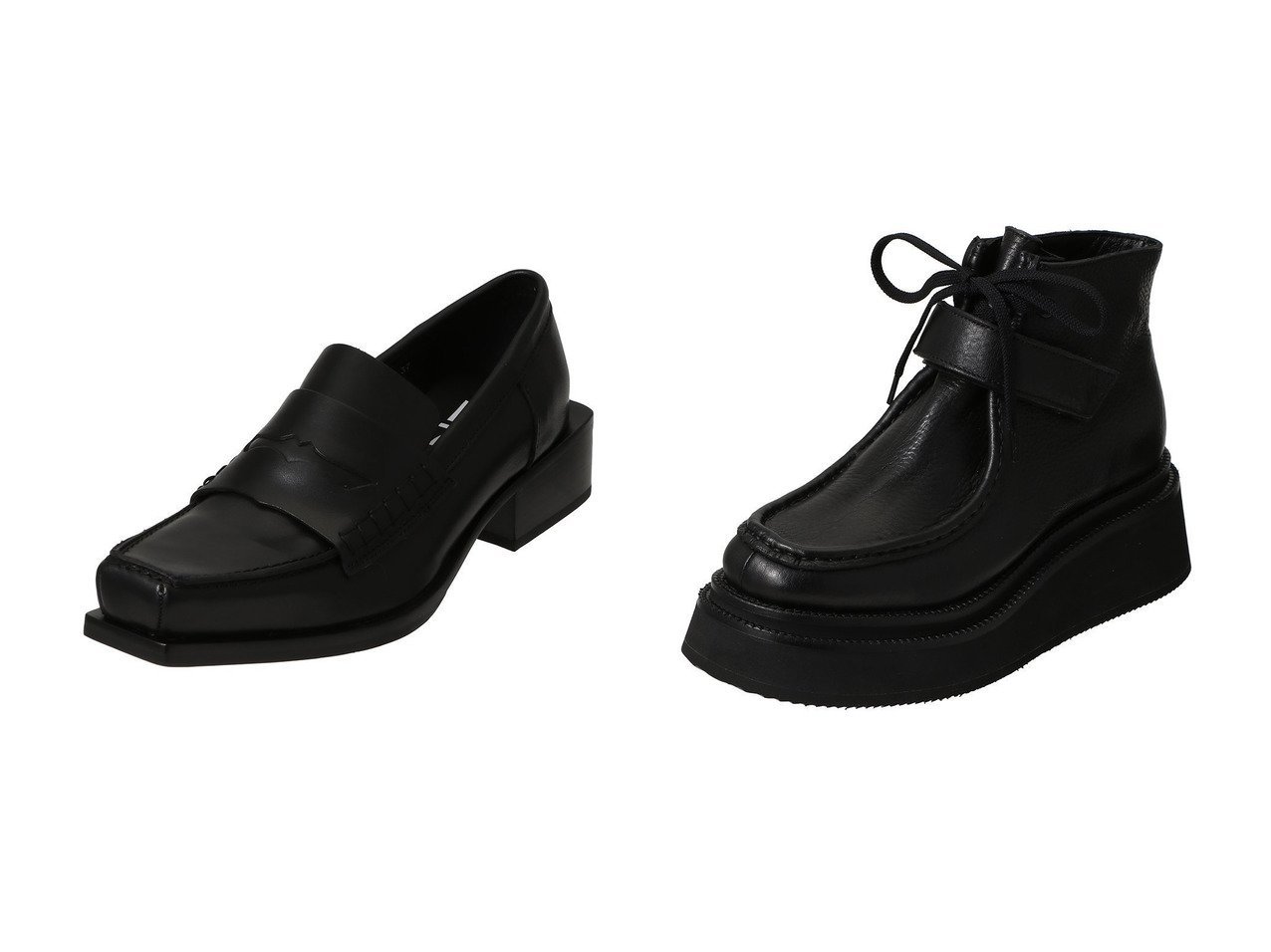 【ph7+/ピアッカセッテ】のロングノーズスクエアトウローファー&【UNISEX】モカシンベルクロレースアップアンクルブーツ おすすめ人気トレンドファッション通販アイテム インテリア・キッズ・メンズ・レディースファッション・服の通販 founy(ファニー) 　ファッション　Fashion　レディースファッション　Fashion for Women　2025年　2025　2025-2026秋冬・A/W　Autumn/Winter 2025–26 AW25–26　シューズ　Shoes, Footwear　スクエア　Square, Square Shape　フラット　Flat, Flat Shoes　ベーシック　Basic, Essential　A/W・秋冬　Autumn/Winter　ブラック系　Black　|ID:crp329100000222413