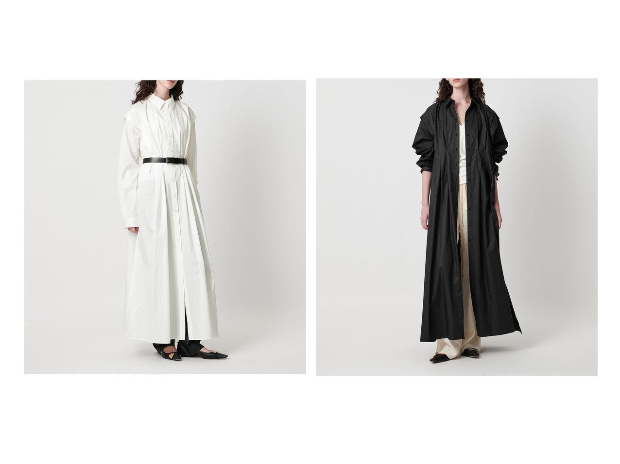 【UNITED ARROWS/ユナイテッドアローズ】のAEWEN MATOPH ウエストダーツ シャツマキシワンピース - ウォッシャブル - おすすめ人気トレンドファッション通販アイテム インテリア・キッズ・メンズ・レディースファッション・服の通販 founy(ファニー) 　ファッション　Fashion　レディースファッション　Fashion for Women　ワンピース　Dresses　マキシ丈ワンピース・ロングドレス　Maxi Dresses / Long One-Pieces　ウォッシャブル　Machine Washable　ヴィンテージ　Vintage Style　スリット　Slit, Slit Detail　ツイル　Twist, Twisted Detail　フェミニン　Feminine, Girly　ポケット　Pocket, Pocket Detail　羽織　Haori, Light Jacket　マキシ　Maxi, Full Length　モノトーン　Monotone, Black and White　ホワイト系　White　ブラック系　Black　|ID:crp329100000222439