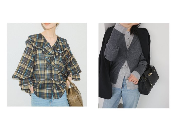 【SLOBE IENA/スローブ イエナ】のフロントスキッパーラッフルブラウス&フェイクレイヤードカーディガン おすすめ人気トレンドファッション通販アイテム 人気、トレンドファッション・服の通販 founy(ファニー) ファッション Fashion レディースファッション Fashion for Women トップス・カットソー Cut & Sew Tops カーディガン・羽織り Layered Style Cardigans シャツ・ブラウス・オフィスカジュアル Elegant Blouses & Button-Ups 2025年 2025 2025-2026秋冬・A/W Autumn/Winter 2025–26 AW25–26 カーディガン Cardigan, Knitwear スラックス Slacks, Dress Pants デニム Denim, Jeans Material トレンド Trend, Trending Now ベーシック Basic, Essential 秋 Autumn |ID:crp329100000222457