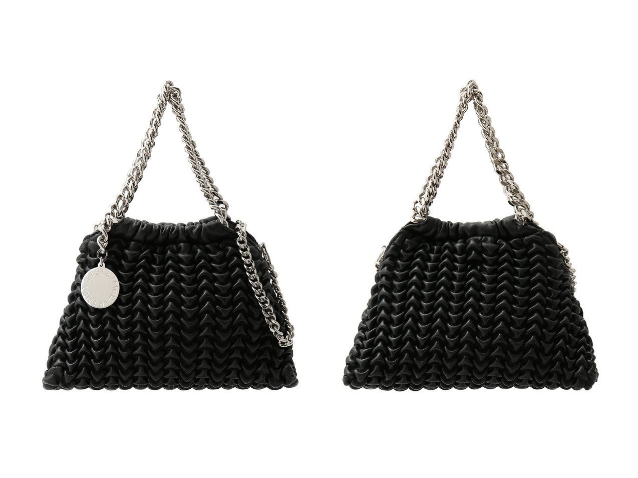 【STELLA McCARTNEY/ステラ マッカートニー】のFalabella ポップコーン2way巾着ミニトートバッグ おすすめ人気トレンドファッション通販アイテム インテリア・キッズ・メンズ・レディースファッション・服の通販 founy(ファニー) 　ファッション　Fashion　レディースファッション　Fashion for Women　バッグ　Bags　ダイヤモンド　Diamond, Brilliant Cut　チェーン　Chain, Chain Strap　パーティ　Party, Party Style　巾着　Drawstring Bag, Kinchaku　新作・新入荷　New Arrivals / New In　ブラック系　Black　|ID:crp329100000222510