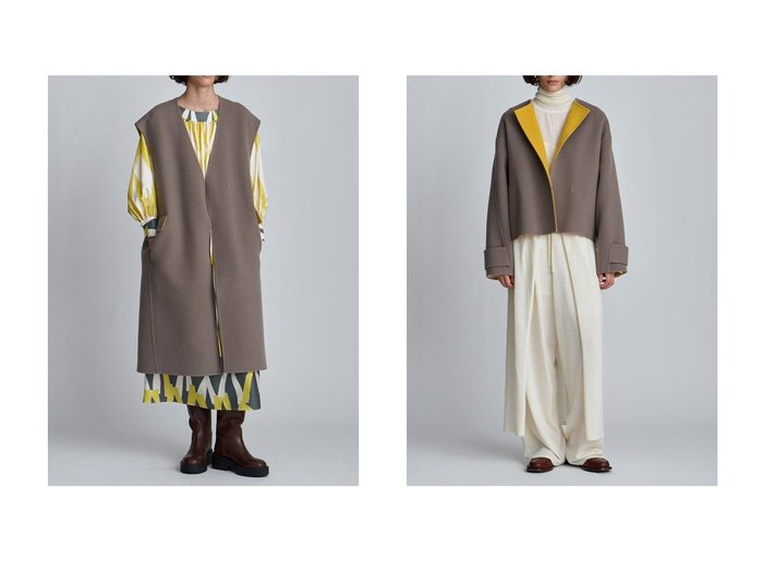 【HOUSE OF LOTUS/ハウス オブ ロータス】のバイカラーショートコート&バイカラーリバージレ おすすめ人気トレンドファッション通販アイテム 人気、トレンドファッション・服の通販 founy(ファニー) 　ファッション　Fashion　レディースファッション　Fashion for Women　アウター　Coat / Outerwear Collection　レディースジャケット・軽アウター　Jackets　コート・ロングコート・ピーコート　Long Coats, Peacoats & More　ジャケット　Jacket, Outerwear　バランス　Balance, Style Balance　フォルム　Silhouette, Form　ベスト　Vest, Waistcoat　エレガント 上品　Elegant　新作・新入荷　New Arrivals / New In　|ID:crp329100000222558