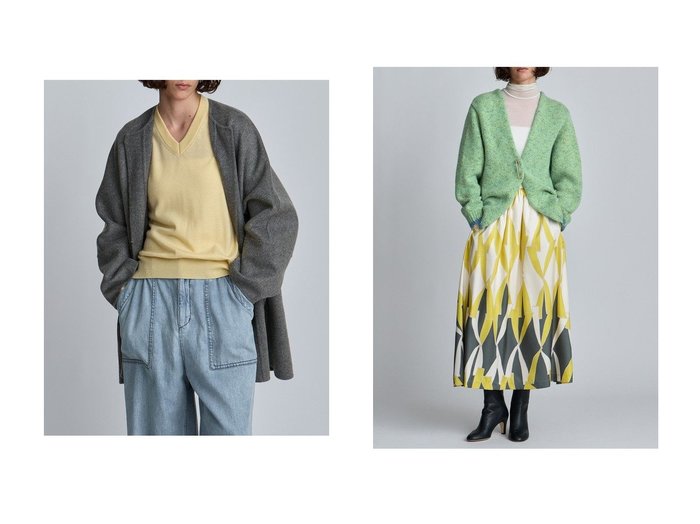 【HOUSE OF LOTUS/ハウス オブ ロータス】のウールリバービッグパッチポケットコート&ミックスモヘアバイカラーカーディガン おすすめ人気トレンドファッション通販アイテム 人気、トレンドファッション・服の通販 founy(ファニー) 　ファッション　Fashion　レディースファッション　Fashion for Women　アウター　Coat / Outerwear Collection　コート・ロングコート・ピーコート　Long Coats, Peacoats & More　トップス・カットソー　Cut & Sew Tops　ニット　Knit Tops & Sweaters　カーディガン・羽織り　Layered Style Cardigans　ショート　Short, Short Length　ドレープ　Drape, Draping Fabric　パッチ　Patch, Appliqué　フォルム　Silhouette, Form　フロント　Front, Front Design　ポケット　Pocket, Pocket Detail　新作・新入荷　New Arrivals / New In　|ID:crp329100000222560