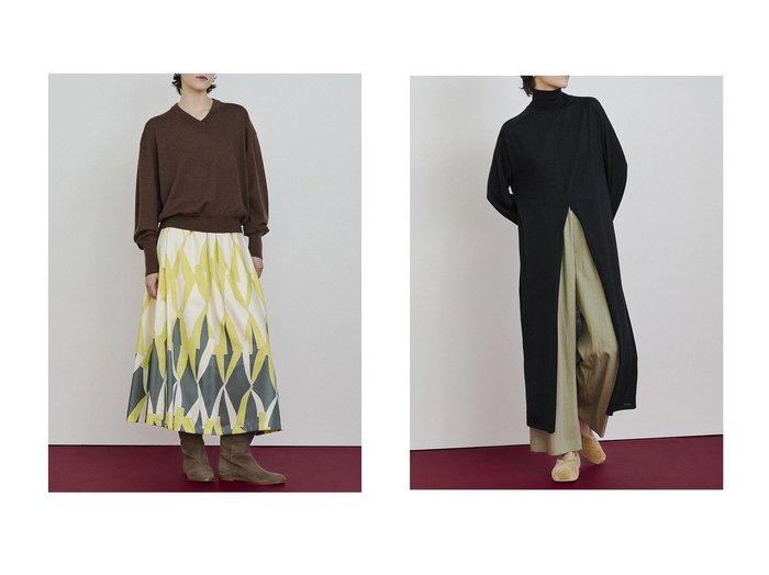 【HOUSE OF LOTUS/ハウス オブ ロータス】のウーステッドメリノウールVネックプルオーバー&ウーステッドメリノウールワンピース おすすめ人気トレンドファッション通販アイテム 人気、トレンドファッション・服の通販 founy(ファニー) 　ファッション　Fashion　レディースファッション　Fashion for Women　トップス・カットソー　Cut & Sew Tops　ニット　Knit Tops & Sweaters　カジュアルプルオーバー・ニットトップス　Pullovers & Knit Tops / Casual Pullovers　Vネックトップス　V-Neck Tops / V-Cut Neckline Shirts　ワンピース　Dresses　チュニック　Tunic Tops & Dresses　コーティング　Coating, Coated Finish　ショルダー　Shoulder, Shoulder Strap　シンプル　Simple, Minimal　ドロップ　Drop Shoulder, Dropped Style　ボトム　Bottoms, Lower Wear　リラックス　Relax, Relaxed Fit　新作・新入荷　New Arrivals / New In　|ID:crp329100000222561