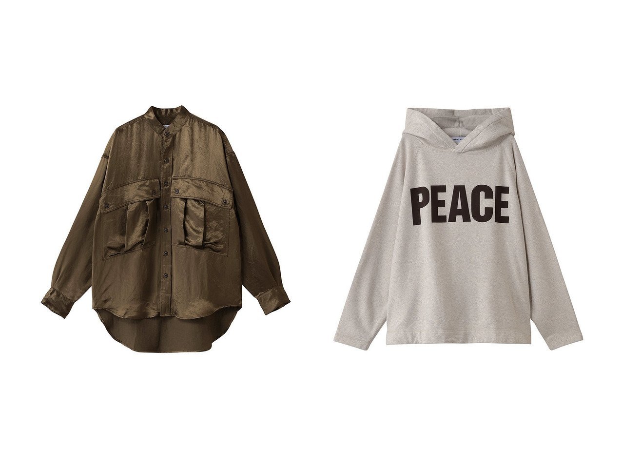 【KATHARINE HAMNETT LONDON/キャサリンハムネット】のアセテートパラシュート ボタンダウン シャツ&ガーメント ウオッシュ スローガン フーディ プルオーバー おすすめ人気トレンドファッション通販アイテム インテリア・キッズ・メンズ・レディースファッション・服の通販 founy(ファニー) 　ファッション　Fashion　レディースファッション　Fashion for Women　トップス・カットソー　Cut & Sew Tops　シャツ・ブラウス・オフィスカジュアル　Elegant Blouses & Button-Ups　レディースパーカー・カジュアルフーディー　Casual Hoodies & Sweatshirts　ロングTシャツ・Tシャツ　Longline T-Shirts & Tees　カジュアルプルオーバー・ニットトップス　Pullovers & Knit Tops / Casual Pullovers　スウェット・クルーネックトップス　Sweatshirts & Crewnecks / Relaxed Fit Sweat Tops　カットソー・ベーシックTシャツ　Cut-and-Sewn Tops / Stretch Tees & Basics　スリーブ　Sleeve, Long Sleeve / Short Sleeve　ダウン　Down, Puffer　ポケット　Pocket, Pocket Detail　ロング　Long, Long-Length　新作・新入荷　New Arrivals / New In　ブラウン系　Brown　オレンジ系　Orange　ブルー系　Blue　グレー系　Gray　ブラック系　Black　|ID:crp329100000222602