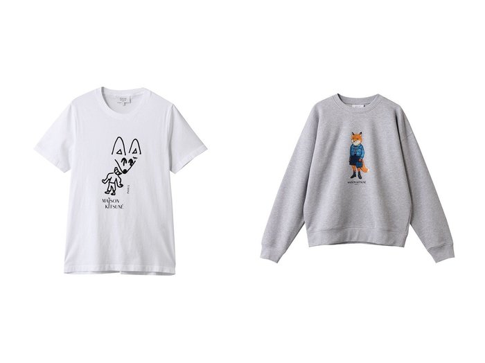 【MAISON KITSUNE/メゾン キツネ】のDRESSED FOX コンフォート スウェット シャツ&PARTY FOX レギュラー Tシャツ おすすめ人気トレンドファッション通販アイテム 人気、トレンドファッション・服の通販 founy(ファニー) ファッション Fashion レディースファッション Fashion for Women トップス・カットソー Cut & Sew Tops シャツ・ブラウス・オフィスカジュアル Elegant Blouses & Button-Ups ロングTシャツ・Tシャツ Longline T-Shirts & Tees カットソー・ベーシックTシャツ Cut-and-Sewn Tops / Stretch Tees & Basics レディースパーカー・カジュアルフーディー Casual Hoodies & Sweatshirts スウェット・クルーネックトップス Sweatshirts & Crewnecks / Relaxed Fit Sweat Tops ワンピース Dresses フォーマル・パーティードレス・結婚式用ドレス Elegant & Casual Dresses おすすめ Recommended / Our Picks コンパクト Compact, Small Size ショーツ Shorts, Short Pants ショート Short, Short Length スリーブ Sleeve, Long Sleeve / Short Sleeve デニム Denim, Jeans Material プリント Print, Printed Pattern ミックス Mix, Mixed Style レギュラー Regular, Standard Fit 半袖 Short Sleeve, Half Sleeve 新作・新入荷 New Arrivals / New In |ID:crp329100000222644