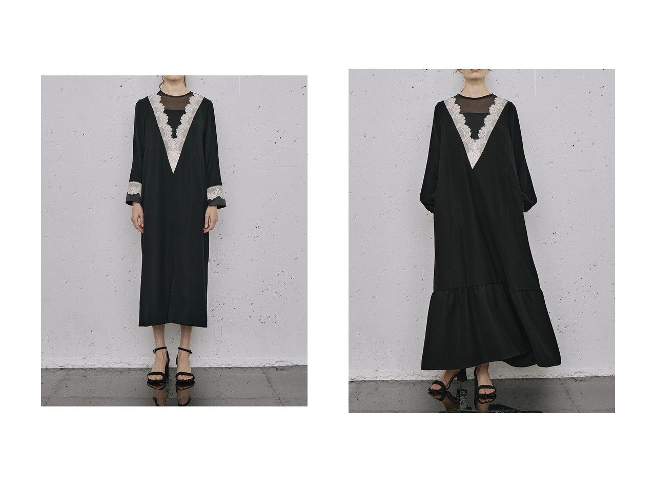 【LOKITHO/ロキト】のレース Vネック チュニック ドレス&レース Vネック チュニック ドレス おすすめ人気トレンドファッション通販アイテム インテリア・キッズ・メンズ・レディースファッション・服の通販 founy(ファニー) 　ファッション　Fashion　レディースファッション　Fashion for Women　ワンピース　Dresses　フォーマル・パーティードレス・結婚式用ドレス　Elegant & Casual Dresses　チュニック　Tunic Tops & Dresses　オケージョン　Occasion Wear　チュニック　Tunic, Long Top　ドレス　Dress, One-Piece　フレア　Flare, Flared　マキシ　Maxi, Full Length　レース　Lace, Lace Fabric　エレガント 上品　Elegant　新作・新入荷　New Arrivals / New In　ブラック系　Black　ブルー系　Blue　ホワイト系　White　|ID:crp329100000222673