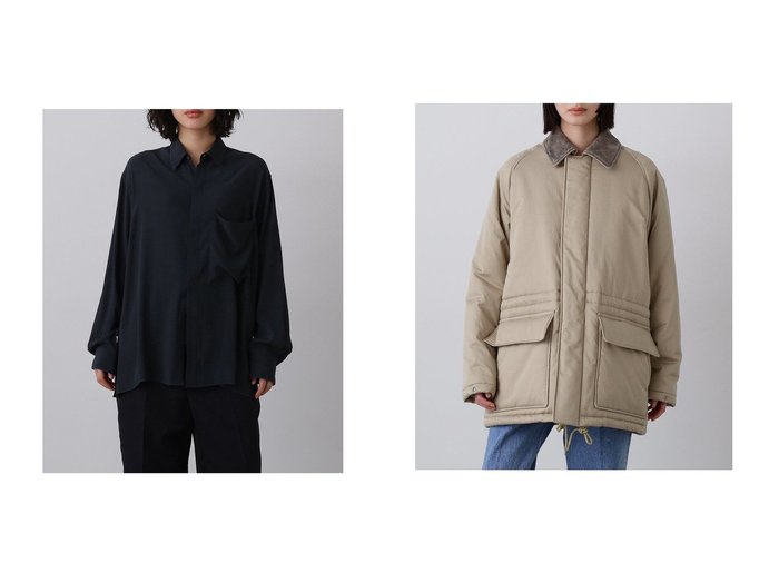 【YLEVE/イレーヴ】のレーヨンデシン シャツ&FINX コットン パディング コート おすすめ人気トレンドファッション通販アイテム 人気、トレンドファッション・服の通販 founy(ファニー) 　ファッション　Fashion　レディースファッション　Fashion for Women　トップス・カットソー　Cut & Sew Tops　シャツ・ブラウス・オフィスカジュアル　Elegant Blouses & Button-Ups　アウター　Coat / Outerwear Collection　コート・ロングコート・ピーコート　Long Coats, Peacoats & More　スラックス　Slacks, Dress Pants　スリーブ　Sleeve, Long Sleeve / Short Sleeve　デニム　Denim, Jeans Material　リラックス　Relax, Relaxed Fit　ロング　Long, Long-Length　エレガント 上品　Elegant　新作・新入荷　New Arrivals / New In　|ID:crp329100000222681