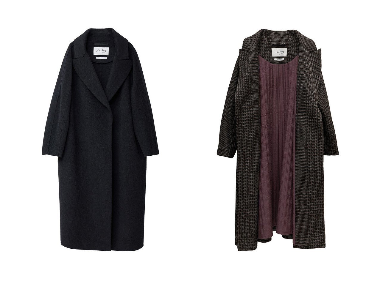 【martinique/マルティニーク】の【l heritage martinique】ビッググレンチェックガウンコート&《定番》【l heritage martinique】ウールカシミアリバーガウンコート おすすめ人気トレンドファッション通販アイテム インテリア・キッズ・メンズ・レディースファッション・服の通販 founy(ファニー) 　ファッション　Fashion　レディースファッション　Fashion for Women　アウター　Coat / Outerwear Collection　コート・ロングコート・ピーコート　Long Coats, Peacoats & More　おすすめ　Recommended / Our Picks　ガウン　Gown, Robe　クラシック　Classic, Timeless Style　フォルム　Silhouette, Form　リュクス　Luxury, Elegant, High-End, Chic　ロング　Long, Long-Length　冬　Winter / This Winter　定番　Standard, Basic Item　新作・新入荷　New Arrivals / New In　ブラック系　Black　ブラウン系　Brown　|ID:crp329100000222684
