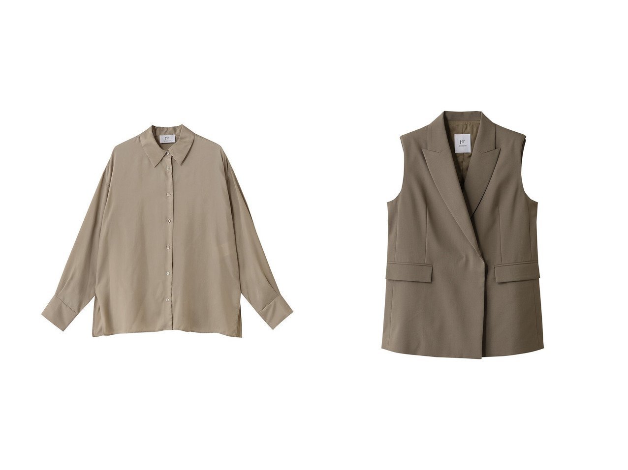 【1er Arrondissement/プルミエ アロンディスモン】のTWトロピカルテーラードジレ&キュプラフィブリルシャツ おすすめ人気トレンドファッション通販アイテム インテリア・キッズ・メンズ・レディースファッション・服の通販 founy(ファニー) 　ファッション　Fashion　レディースファッション　Fashion for Women　トップス・カットソー　Cut & Sew Tops　シャツ・ブラウス・オフィスカジュアル　Elegant Blouses & Button-Ups　アウター　Coat / Outerwear Collection　レディースジャケット・軽アウター　Jackets　おすすめ　Recommended / Our Picks　とろみ　Fluid, Flowy Fabric　カシュクール　Wrap Design　キュプラ　Cupro, Eco Fabric　シンプル　Simple, Minimal　スリーブ　Sleeve, Long Sleeve / Short Sleeve　セットアップ　Set-Up, Coordinated Outfit　ロング　Long, Long-Length　人気　Popular, Best Seller　新作・新入荷　New Arrivals / New In　ジャケット　Jacket, Outerwear　ベスト　Vest, Waistcoat　マニッシュ　Mannish, Boyish　別注　Limited Edition, Custom Order　秋　Autumn　ベージュ系　Beige　ブラック系　Black　|ID:crp329100000222696
