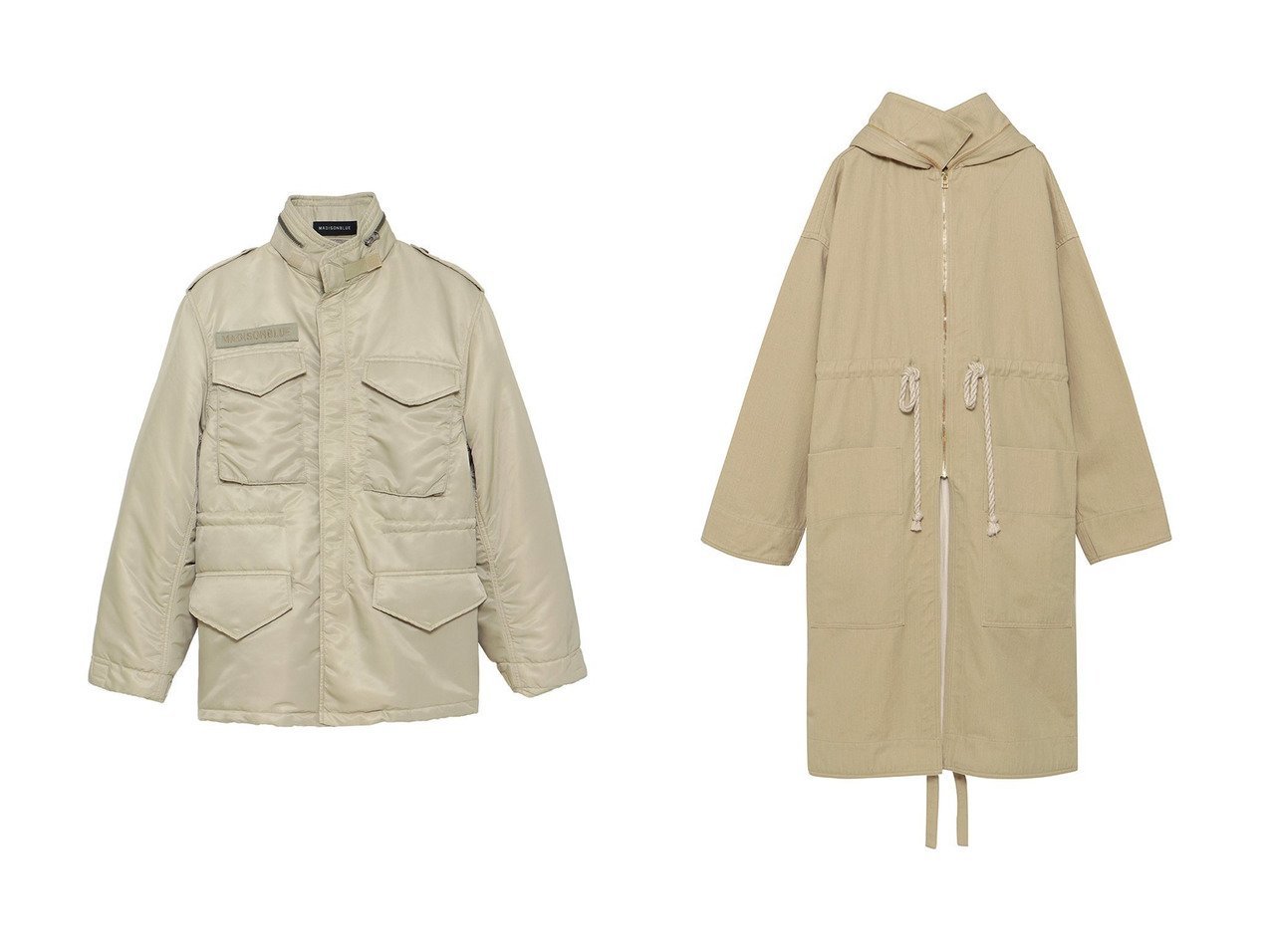 【MADISONBLUE/マディソンブルー】のPC OVERSIZED HOODED COAT コート&M65 PADDING JAC NY TWILL パディングジャケット おすすめ人気トレンドファッション通販アイテム インテリア・キッズ・メンズ・レディースファッション・服の通販 founy(ファニー) 　ファッション　Fashion　レディースファッション　Fashion for Women　アウター　Coat / Outerwear Collection　レディースジャケット・軽アウター　Jackets　コート・ロングコート・ピーコート　Long Coats, Peacoats & More　ユニセックス　Unisex, Genderless　ジャケット　Jacket, Outerwear　ヴィンテージ　Vintage Style　新作・新入荷　New Arrivals / New In　ベージュ系　Beige　|ID:crp329100000222700