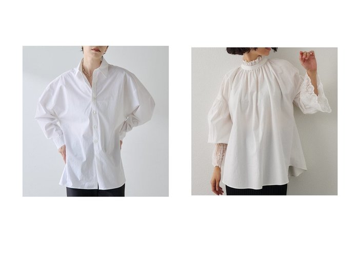 【Whim Gazette/ウィムガゼット】のドルマンシャツ&レースギャザーブラウス おすすめ人気トレンドファッション通販アイテム 人気、トレンドファッション・服の通販 founy(ファニー) 　ファッション　Fashion　レディースファッション　Fashion for Women　トップス・カットソー　Cut & Sew Tops　シャツ・ブラウス・オフィスカジュアル　Elegant Blouses & Button-Ups　ストレッチ　Stretch, Stretchy Fabric　スリーブ　Sleeve, Long Sleeve / Short Sleeve　タイプライター　Typewriter Fabric, Crisp Cotton　トレンド　Trend, Trending Now　フォルム　Silhouette, Form　ロング　Long, Long-Length　エレガント 上品　Elegant　新作・新入荷　New Arrivals / New In　|ID:crp329100000222711