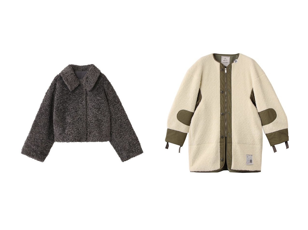 【Maison MIHARA YASUHIRO/メゾン ミハラヤスヒロ】のBOA ブルゾン&【LIGNAGGIO/リナージオ】の巻き毛フェイクショートジャケット おすすめ人気トレンドファッション通販アイテム インテリア・キッズ・メンズ・レディースファッション・服の通販 founy(ファニー) 　ファッション　Fashion　レディースファッション　Fashion for Women　アウター　Coat / Outerwear Collection　レディースジャケット・軽アウター　Jackets　ブルゾンジャケット・スポーティアウター　Blouson Jackets　コンパクト　Compact, Small Size　ジャケット　Jacket, Outerwear　バランス　Balance, Style Balance　ファブリック　Fabric, Textile　新作・新入荷　New Arrivals / New In　グレー系　Gray　ホワイト系　White　ブラック系　Black　|ID:crp329100000222715
