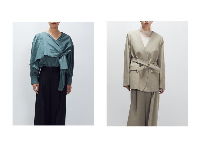 【1er Arrondissement/プルミエ アロンディスモン】のシルクボウタイブラウス&クリアーウールノーカラージャケット おすすめ人気トレンドファッション通販アイテム 人気、トレンドファッション・服の通販 founy(ファニー) ファッション Fashion レディースファッション Fashion for Women トップス・カットソー Cut & Sew Tops シャツ・ブラウス・オフィスカジュアル Elegant Blouses & Button-Ups アウター Coat / Outerwear Collection レディースジャケット・軽アウター Jackets ノーカラージャケット / シンプル上品コーデ Collarless Jackets オーガンジー Organza Fabric シルク Silk, 100% Silk スリーブ Sleeve, Long Sleeve / Short Sleeve ドレープ Drape, Draping Fabric ボウタイ Bow Tie, Neck Bow ロング Long, Long-Length 新作・新入荷 New Arrivals / New In |ID:crp329100000222743