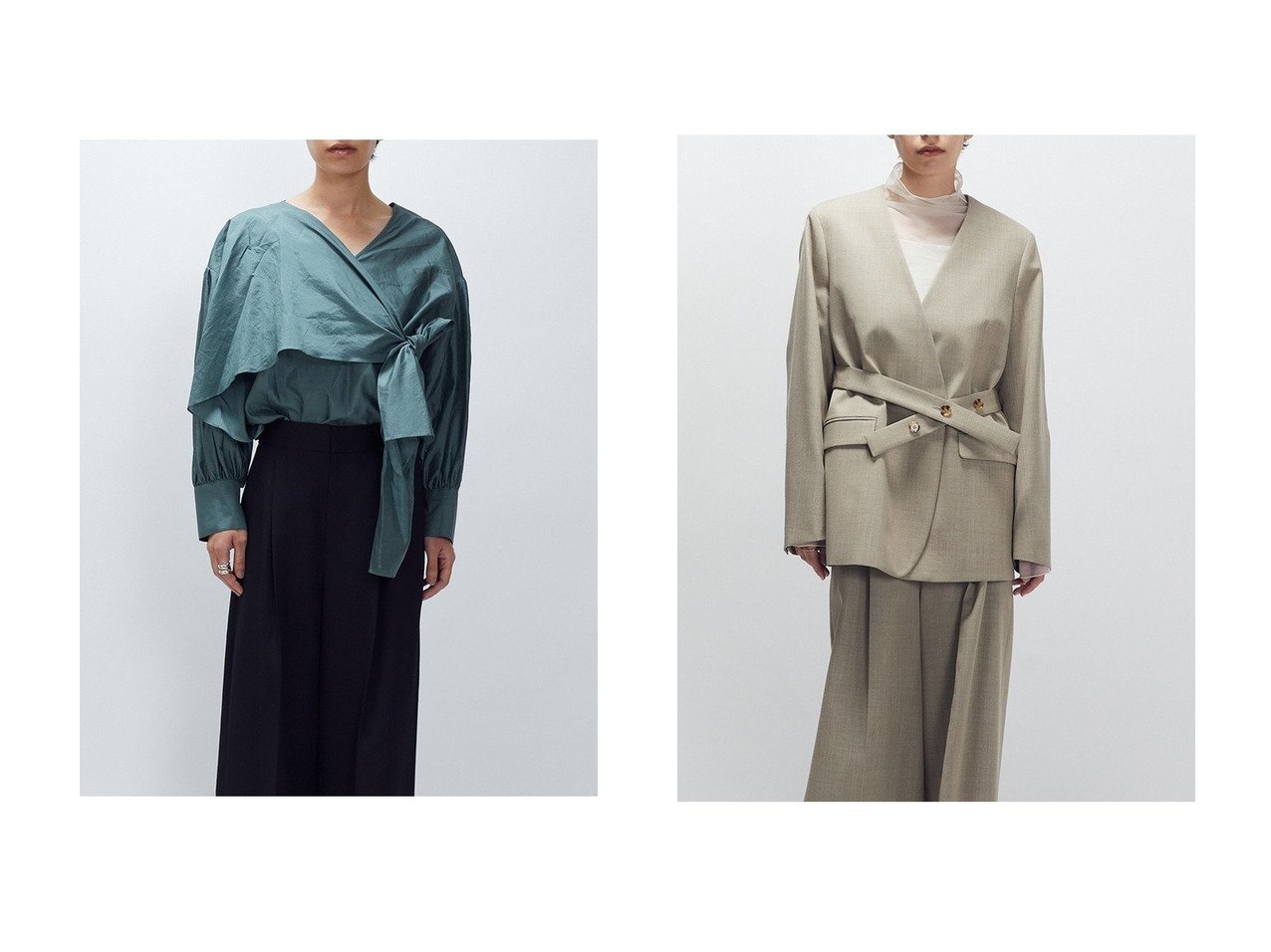 【1er Arrondissement/プルミエ アロンディスモン】のシルクボウタイブラウス&クリアーウールノーカラージャケット おすすめ人気トレンドファッション通販アイテム インテリア・キッズ・メンズ・レディースファッション・服の通販 founy(ファニー) 　ファッション　Fashion　レディースファッション　Fashion for Women　トップス・カットソー　Cut & Sew Tops　シャツ・ブラウス・オフィスカジュアル　Elegant Blouses & Button-Ups　アウター　Coat / Outerwear Collection　レディースジャケット・軽アウター　Jackets　ノーカラージャケット / シンプル上品コーデ　Collarless Jackets　オーガンジー　Organza Fabric　シルク　Silk, 100% Silk　スリーブ　Sleeve, Long Sleeve / Short Sleeve　ドレープ　Drape, Draping Fabric　ボウタイ　Bow Tie, Neck Bow　ロング　Long, Long-Length　新作・新入荷　New Arrivals / New In　グリーン系　Green　ブラウン系　Brown　ベージュ系　Beige　ブラック系　Black　|ID:crp329100000222743