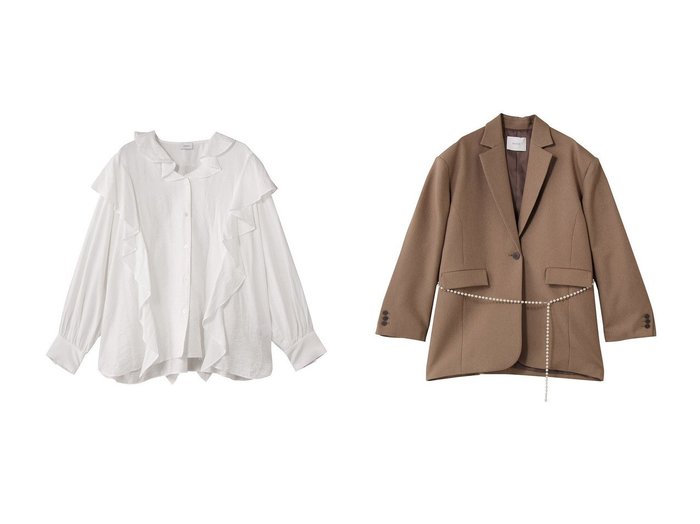 【MANOF/マノフ】のRAFFLE SHIRTS シャツ・ブラウス&PEARL BELT JACKET ジャケット おすすめ人気トレンドファッション通販アイテム 人気、トレンドファッション・服の通販 founy(ファニー) 　ファッション　Fashion　レディースファッション　Fashion for Women　トップス・カットソー　Cut & Sew Tops　シャツ・ブラウス・オフィスカジュアル　Elegant Blouses & Button-Ups　アウター　Coat / Outerwear Collection　レディースジャケット・軽アウター　Jackets　スリーブ　Sleeve, Long Sleeve / Short Sleeve　デニム　Denim, Jeans Material　ドレープ　Drape, Draping Fabric　フレア　Flare, Flared　ロング　Long, Long-Length　エレガント 上品　Elegant　新作・新入荷　New Arrivals / New In　|ID:crp329100000222752