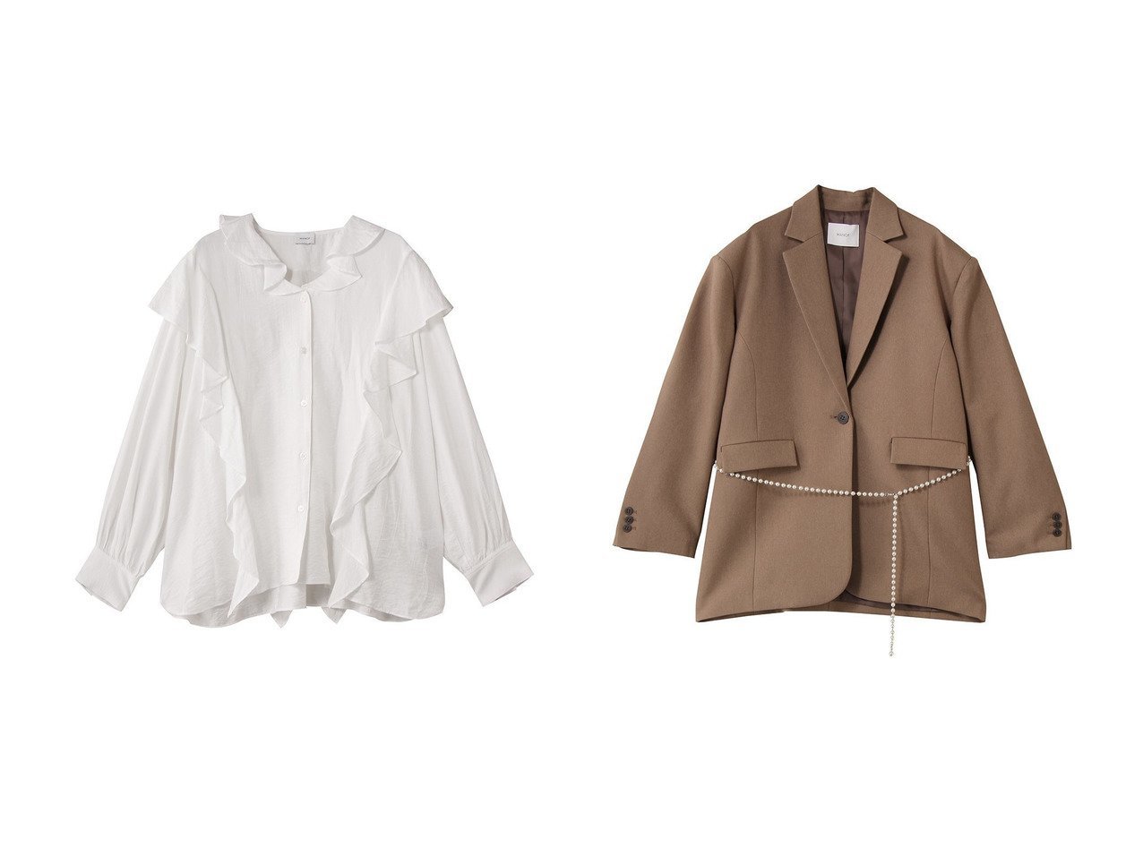 【MANOF/マノフ】のRAFFLE SHIRTS シャツ・ブラウス&PEARL BELT JACKET ジャケット おすすめ人気トレンドファッション通販アイテム インテリア・キッズ・メンズ・レディースファッション・服の通販 founy(ファニー) 　ファッション　Fashion　レディースファッション　Fashion for Women　トップス・カットソー　Cut & Sew Tops　シャツ・ブラウス・オフィスカジュアル　Elegant Blouses & Button-Ups　アウター　Coat / Outerwear Collection　レディースジャケット・軽アウター　Jackets　スリーブ　Sleeve, Long Sleeve / Short Sleeve　デニム　Denim, Jeans Material　ドレープ　Drape, Draping Fabric　フレア　Flare, Flared　ロング　Long, Long-Length　エレガント 上品　Elegant　新作・新入荷　New Arrivals / New In　ホワイト系　White　ブラック系　Black　|ID:crp329100000222752