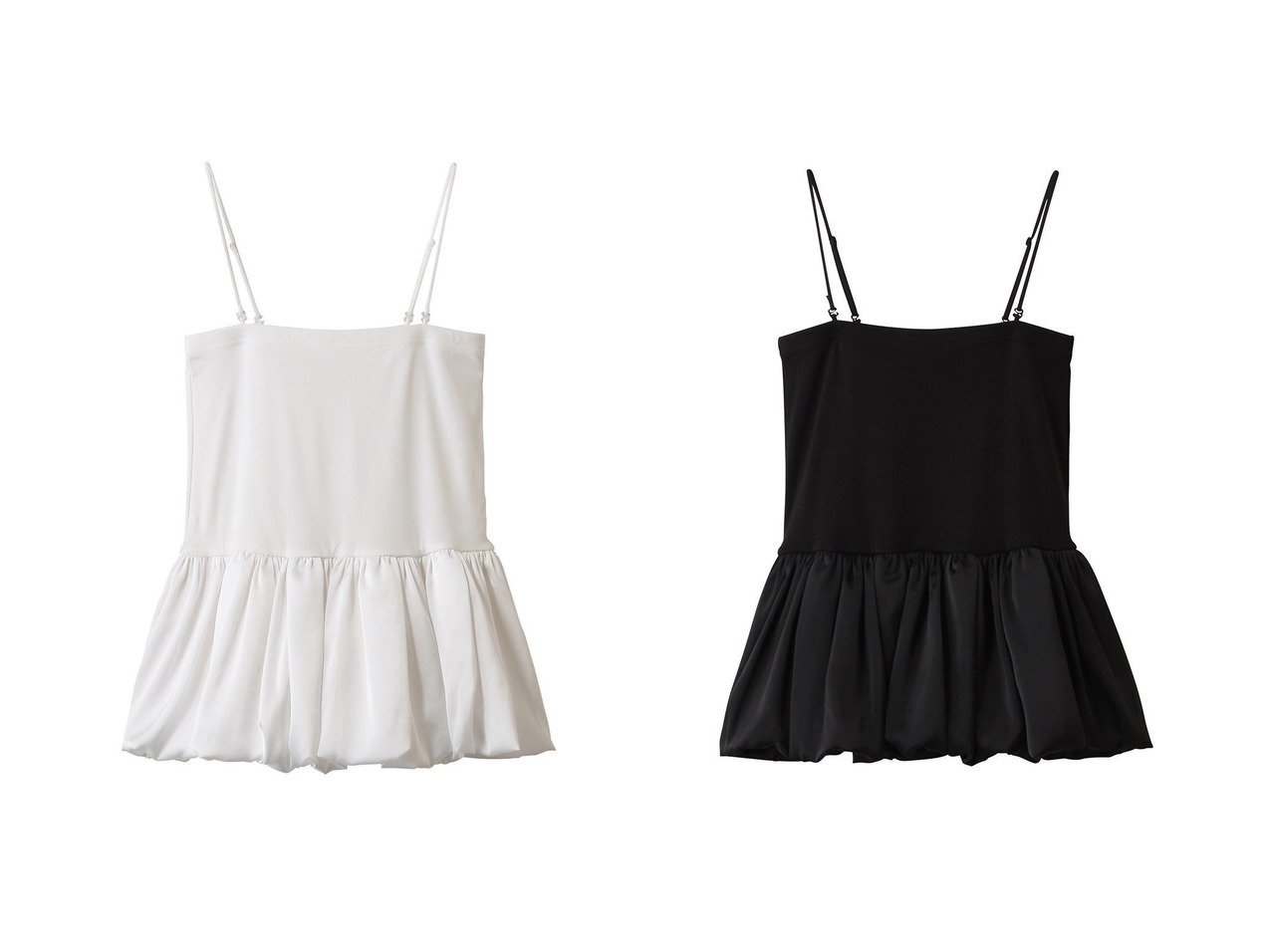 【MIDIUMISOLID/ミディウミソリッド】のbaloon tube top トップ おすすめ人気トレンドファッション通販アイテム インテリア・キッズ・メンズ・レディースファッション・服の通販 founy(ファニー) 　ファッション　Fashion　レディースファッション　Fashion for Women　トップス・カットソー　Cut & Sew Tops　キャミソール&ノースリーブ　Camisoles & Sleeveless Tops　シャツ・ブラウス・オフィスカジュアル　Elegant Blouses & Button-Ups　キャミソール　Camisole, Spaghetti Strap Top　サテン　Satin, Glossy Fabric　ノースリーブ　Sleeveless, No-Sleeve　バルーン　Balloon, Balloon Silhouette　パーティ　Party, Party Style　フレア　Flare, Flared　ベーシック　Basic, Essential　ペプラム　Peplum, Flared Hem　新作・新入荷　New Arrivals / New In　ホワイト系　White　ブラック系　Black　|ID:crp329100000222754