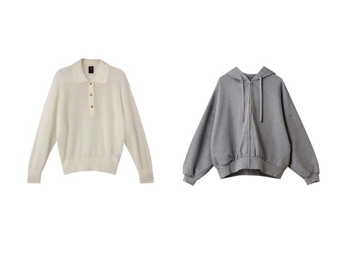 【BATONER/バトナー】のシアー モヘア ポロ&【heliopole/エリオポール】のCROPPED SWEAT ZIP フーディー おすすめ人気トレンドファッション通販アイテム 人気、トレンドファッション・服の通販 founy(ファニー) 　ファッション　Fashion　レディースファッション　Fashion for Women　トップス・カットソー　Cut & Sew Tops　ニット　Knit Tops & Sweaters　カジュアルプルオーバー・ニットトップス　Pullovers & Knit Tops / Casual Pullovers　シャツ・ブラウス・オフィスカジュアル　Elegant Blouses & Button-Ups　レディースパーカー・カジュアルフーディー　Casual Hoodies & Sweatshirts　ロングTシャツ・Tシャツ　Longline T-Shirts & Tees　スウェット・クルーネックトップス　Sweatshirts & Crewnecks / Relaxed Fit Sweat Tops　カットソー・ベーシックTシャツ　Cut-and-Sewn Tops / Stretch Tees & Basics　クラシカル　Classical, Vintage-Inspired　シアー　Sheer, See-Through　スラックス　Slacks, Dress Pants　デニム　Denim, Jeans Material　ポロシャツ　Polo Shirt, Collared Tee　新作・新入荷　New Arrivals / New In　|ID:crp329100000222755
