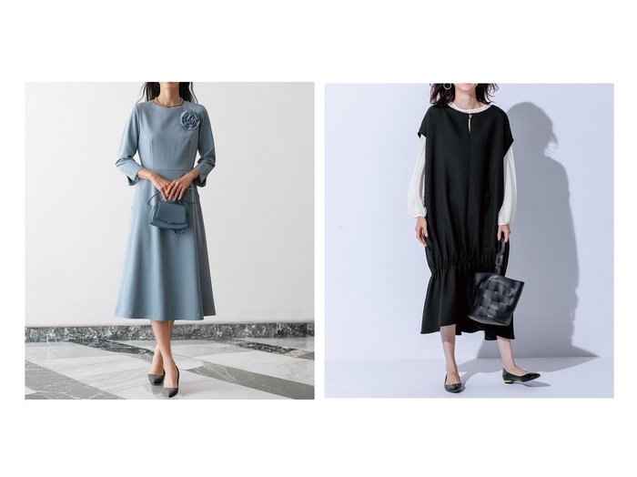 【DoCLASSE/ドゥクラッセ】のダブルクロス・Aラインワンピース/コサージュ付き&二重織ストレッチ・コクーンワンピース おすすめ人気トレンドファッション通販アイテム 人気、トレンドファッション・服の通販 founy(ファニー) ファッション Fashion レディースファッション Fashion for Women ワンピース Dresses Aラインワンピース・フレアシルエット A-Line Dresses / Flared Silhouette Dresses 新作・新入荷 New Arrivals / New In セットアップ Set-Up, Coordinated Outfit セレモニー Ceremony ダブル Double, Double-Breasted フレア Flare, Flared エレガント 上品 Elegant インナー Innerwear カットソー Cut and Sewn Top ギャザー Gathered, Ruffled タートル Turtleneck, Turtle Collar フォルム Silhouette, Form ロング Long, Long-Length 秋 Autumn |ID:crp329100000222769