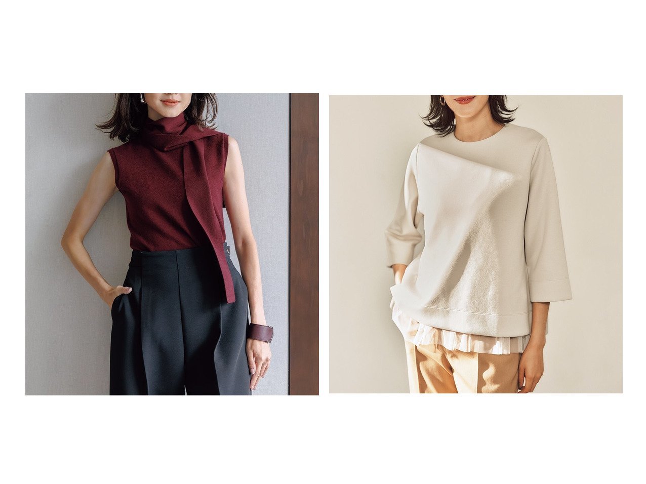 【DoCLASSE/ドゥクラッセ】のライトダンボールニット・レイヤードトップス&ストレッチニット・ボウタイハイネック おすすめ人気トレンドファッション通販アイテム インテリア・キッズ・メンズ・レディースファッション・服の通販 founy(ファニー) 　ファッション　Fashion　レディースファッション　Fashion for Women　トップス・カットソー　Cut & Sew Tops　ニット　Knit Tops & Sweaters　シャツ・ブラウス・オフィスカジュアル　Elegant Blouses & Button-Ups　ロングTシャツ・Tシャツ　Longline T-Shirts & Tees　カットソー・ベーシックTシャツ　Cut-and-Sewn Tops / Stretch Tees & Basics　新作・新入荷　New Arrivals / New In　おすすめ　Recommended / Our Picks　クール　Cool, Chic　ジャケット　Jacket, Outerwear　ストール　Stole, Wrap　セーター　Sweater, Knitwear　ノースリーブ　Sleeveless, No-Sleeve　ハイネック　High Neck, Mock Neck　カットソー　Cut and Sewn Top　サテン　Satin, Glossy Fabric　タンク　Tank Top, Sleeveless Top　チュール　Tulip, Tulip Motif　ワイド　Wide, Wide Fit　グレー系　Gray　ブラック系　Black　ブルー系　Blue　ブラウン系　Brown　|ID:crp329100000222775