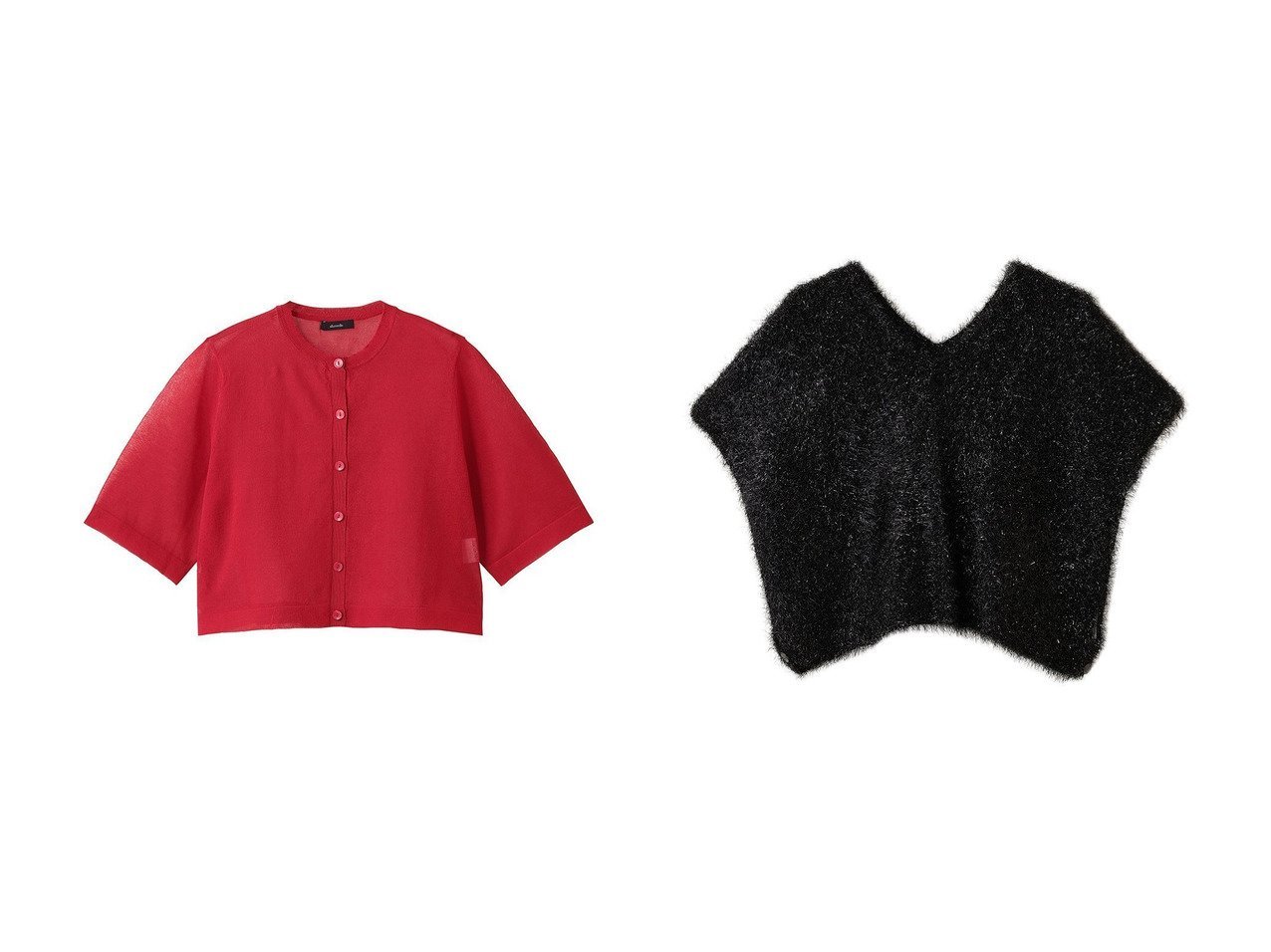 【allureville/アルアバイル】のハーフスリーブシアークルーカーディガン&【martinique/マルティニーク】の【l heritage martinique】ニット おすすめ人気トレンドファッション通販アイテム インテリア・キッズ・メンズ・レディースファッション・服の通販 founy(ファニー) 　ファッション　Fashion　レディースファッション　Fashion for Women　トップス・カットソー　Cut & Sew Tops　ニット　Knit Tops & Sweaters　カーディガン・羽織り　Layered Style Cardigans　カジュアルプルオーバー・ニットトップス　Pullovers & Knit Tops / Casual Pullovers　おすすめ　Recommended / Our Picks　カーディガン　Cardigan, Knitwear　ショート　Short, Short Length　トレンド　Trend, Trending Now　バランス　Balance, Style Balance　フェミニン　Feminine, Girly　新作・新入荷　New Arrivals / New In　羽織　Haori, Light Jacket　ミックス　Mix, Mixed Style　エレガント 上品　Elegant　A/W・秋冬　Autumn/Winter　オレンジ系　Orange　ブラウン系　Brown　グレー系　Gray　ブラック系　Black　|ID:crp329100000222805