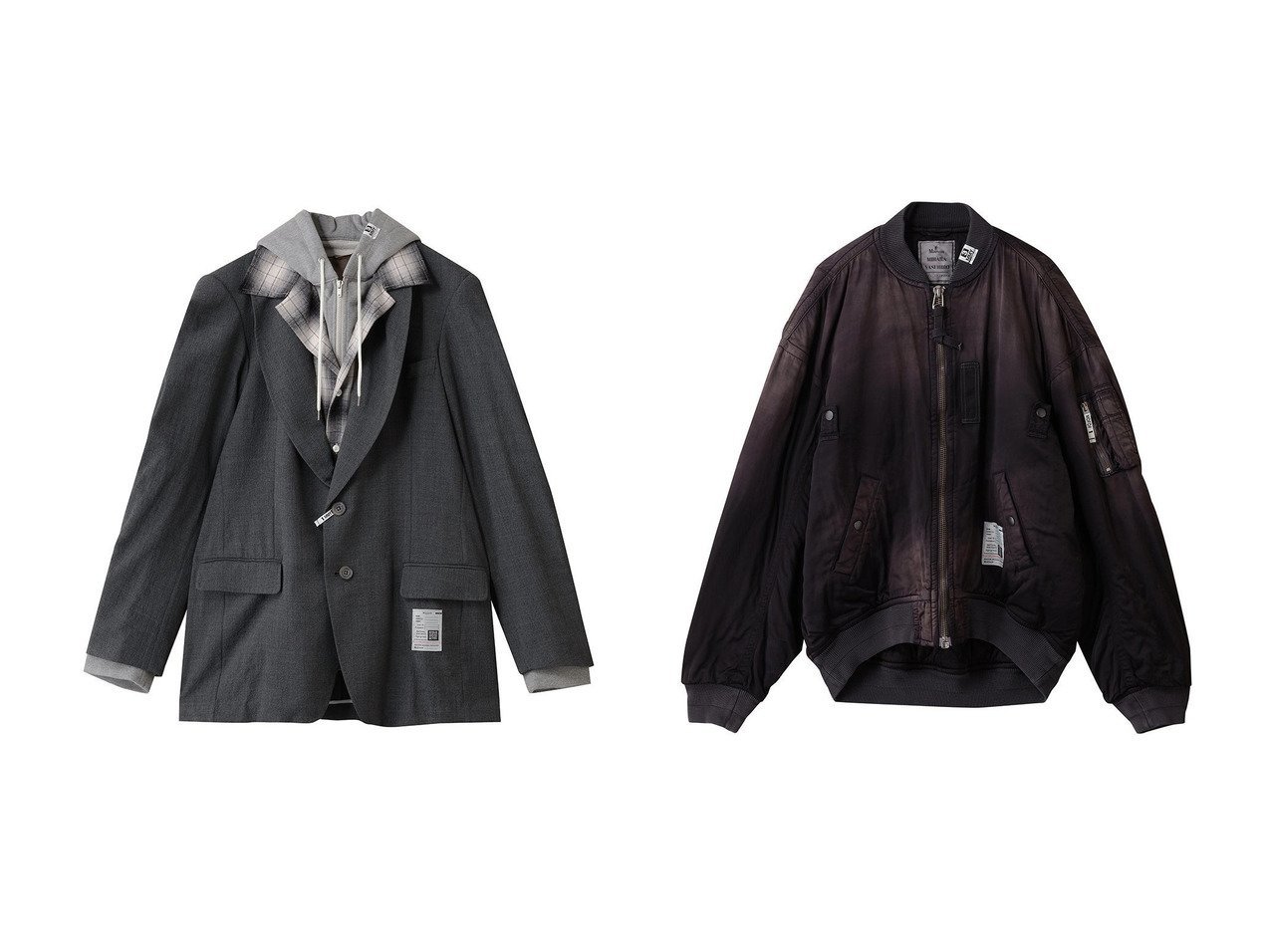 【Maison MIHARA YASUHIRO / MEN/メゾン ミハラヤスヒロ】の【MEN】TRIPLE レイヤード ブレザー&【MEN】AGED フライト ジャケット おすすめ人気トレンドファッション通販アイテム インテリア・キッズ・メンズ・レディースファッション・服の通販 founy(ファニー) 　ファッション　Fashion　メンズファッション　Fashion for Men　ジャケット　Jacket, Outerwear　バランス　Balance, Style Balance　新作・新入荷　New Arrivals / New In　グレー系　Gray　ブラック系　Black　|ID:crp329100000222826