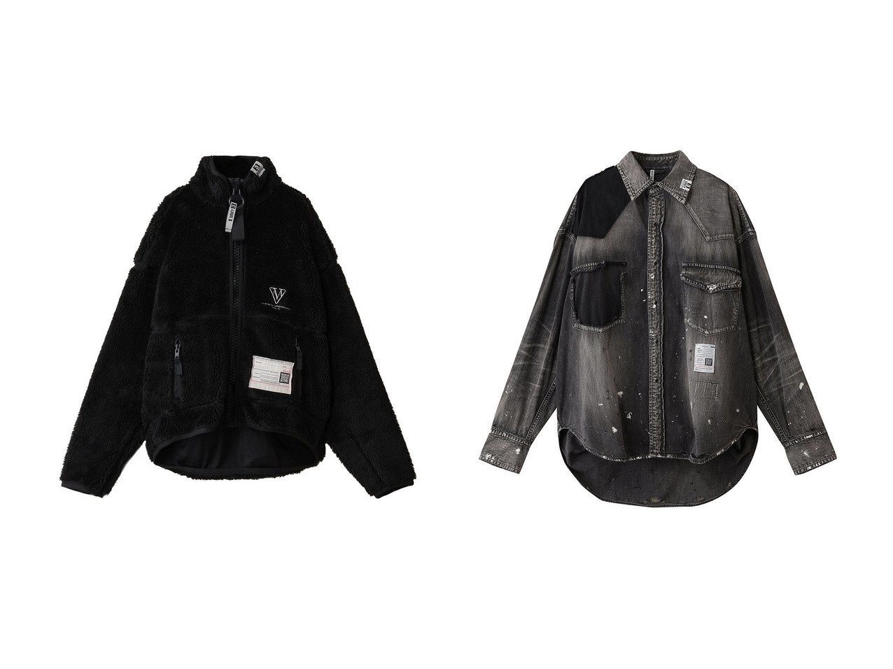 【Maison MIHARA YASUHIRO / MEN/メゾン ミハラヤスヒロ】の【MEN】DENIM シャツ&【MEN】AMATEUR SEWN WIDE バック ボア ブルゾン おすすめ人気トレンドファッション通販アイテム インテリア・キッズ・メンズ・レディースファッション・服の通販 founy(ファニー) 　ファッション　Fashion　メンズファッション　Fashion for Men　ジャケット　Jacket, Outerwear　ブルゾン　Blouson, Bomber Jacket　定番　Standard, Basic Item　新作・新入荷　New Arrivals / New In　A/W・秋冬　Autumn/Winter　スリーブ　Sleeve, Long Sleeve / Short Sleeve　ダメージ　Distressed, Destroyed　デニム　Denim, Jeans Material　ポケット　Pocket, Pocket Detail　ロング　Long, Long-Length　ブラック系　Black　|ID:crp329100000222827