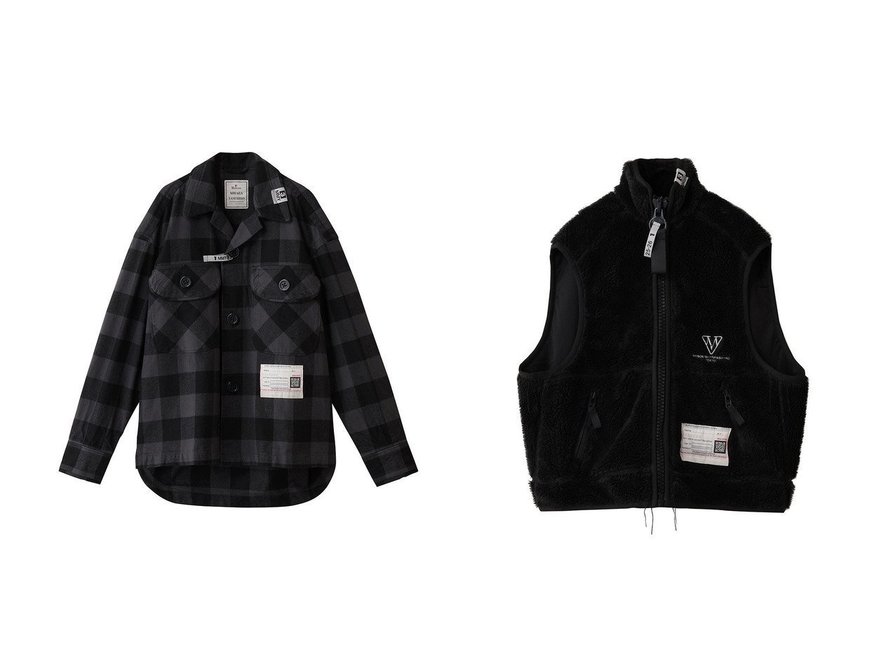 【Maison MIHARA YASUHIRO / MEN/メゾン ミハラヤスヒロ】の【MEN】AMATEUR SEWN チェック シャツ&【MEN】AMATEUR SEWN ワイド バック ボア ベスト おすすめ人気トレンドファッション通販アイテム インテリア・キッズ・メンズ・レディースファッション・服の通販 founy(ファニー) 　ファッション　Fashion　メンズファッション　Fashion for Men　スリーブ　Sleeve, Long Sleeve / Short Sleeve　チェック　Check, Plaid, Tartan　ポケット　Pocket, Pocket Detail　モダン　Modern, Contemporary　ロング　Long, Long-Length　ワイド　Wide, Wide Fit　新作・新入荷　New Arrivals / New In　グレー系　Gray　ブラック系　Black　|ID:crp329100000222828