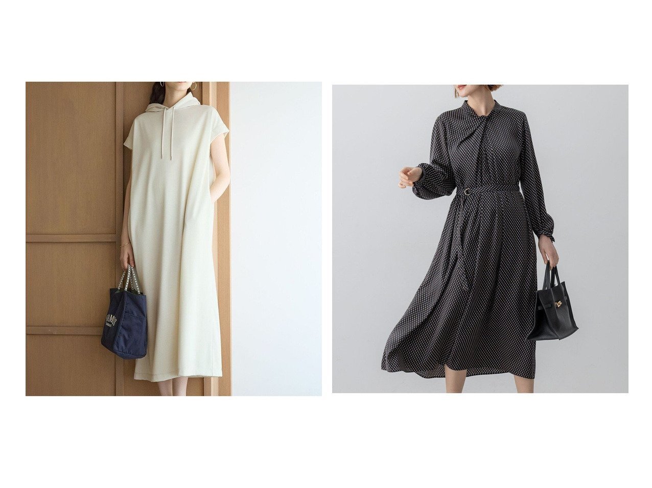 【NIJYUSANKU/23区】のコットンライクテリー フーディー ワンピース&【/洗える】グラデーションドットプリント ワンピース おすすめ人気トレンドファッション通販アイテム インテリア・キッズ・メンズ・レディースファッション・服の通販 founy(ファニー) 　ファッション　Fashion　レディースファッション　Fashion for Women　ワンピース　Dresses　シアー　Sheer, See-Through　ドレープ　Drape, Draping Fabric　ロング　Long, Long-Length　A/W・秋冬　Autumn/Winter　新作・新入荷　New Arrivals / New In　エレガント 上品　Elegant　2025年　2025　2025-2026秋冬・A/W　Autumn/Winter 2025–26 AW25–26　ベージュ系　Beige　グレー系　Gray　ブルー系　Blue　|ID:crp329100000222883