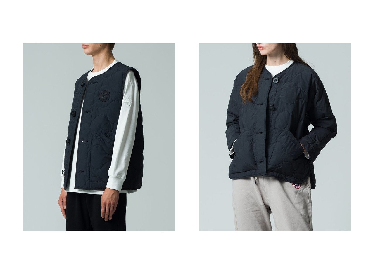 【CANADA GOOSE/カナダグース】の【日本限定】1074WJ Highland Jacket ハイランド ジャケット&【UNISEX】【日本限定】1075UJ Mclean Vest マクリーン ベスト おすすめ人気トレンドファッション通販アイテム インテリア・キッズ・メンズ・レディースファッション・服の通販 founy(ファニー) 　ファッション　Fashion　レディースファッション　Fashion for Women　アウター　Coat / Outerwear Collection　レディースジャケット・軽アウター　Jackets　ユニセックス　Unisex, Genderless　キルティング　Quilted, Quilting　クラシック　Classic, Timeless Style　ジャケット　Jacket, Outerwear　センター　Center, Center Line　フロント　Front, Front Design　ベスト　Vest, Waistcoat　リップ　Lip, Lip Motif　新作・新入荷　New Arrivals / New In　ブラック系　Black　|ID:crp329100000222935