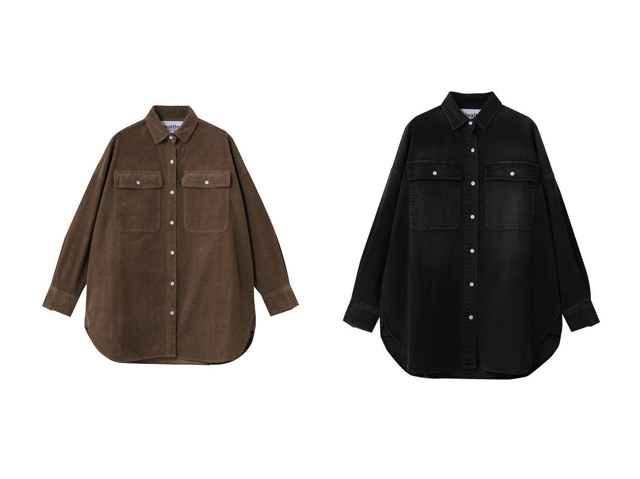 【Healthy Denim/ヘルシーデニム】のAlmond スーパービッグデニムシャツ&Almond コーデュロイスーパービッグシャツ おすすめ人気トレンドファッション通販アイテム インテリア・キッズ・メンズ・レディースファッション・服の通販 founy(ファニー) 　ファッション　Fashion　レディースファッション　Fashion for Women　トップス・カットソー　Cut & Sew Tops　シャツ・ブラウス・オフィスカジュアル　Elegant Blouses & Button-Ups　カットソー　Cut and Sewn Top　コーデュロイ　Corduroy, Cord Fabric　シンプル　Simple, Minimal　スリーブ　Sleeve, Long Sleeve / Short Sleeve　タートルネック　Turtleneck, High Neck　ビッグ　Big, Oversized　ロング　Long, Long-Length　エレガント 上品　Elegant　新作・新入荷　New Arrivals / New In　ブラウン系　Brown　ブラック系　Black　|ID:crp329100000222937
