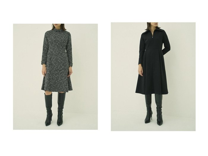 【MW/エムダブリュー】のトリアセテート(H) ビッグカラー ドレス&MONOTONE チェック ツイード スタンドカラー フレア ドレス おすすめ人気トレンドファッション通販アイテム 人気、トレンドファッション・服の通販 founy(ファニー) ファッション Fashion レディースファッション Fashion for Women ワンピース Dresses フォーマル・パーティードレス・結婚式用ドレス Elegant & Casual Dresses チュニック Tunic Tops & Dresses オケージョン Occasion Wear クラシカル Classical, Vintage-Inspired スタンド Stand Collar, Upright Stand チェック Check, Plaid, Tartan チュニック Tunic, Long Top ツイード Twill, Twill Weave ドレス Dress, One-Piece バランス Balance, Style Balance パーティ Party, Party Style フレア Flare, Flared モノトーン Monotone, Black and White ロング Long, Long-Length 新作・新入荷 New Arrivals / New In |ID:crp329100000222945